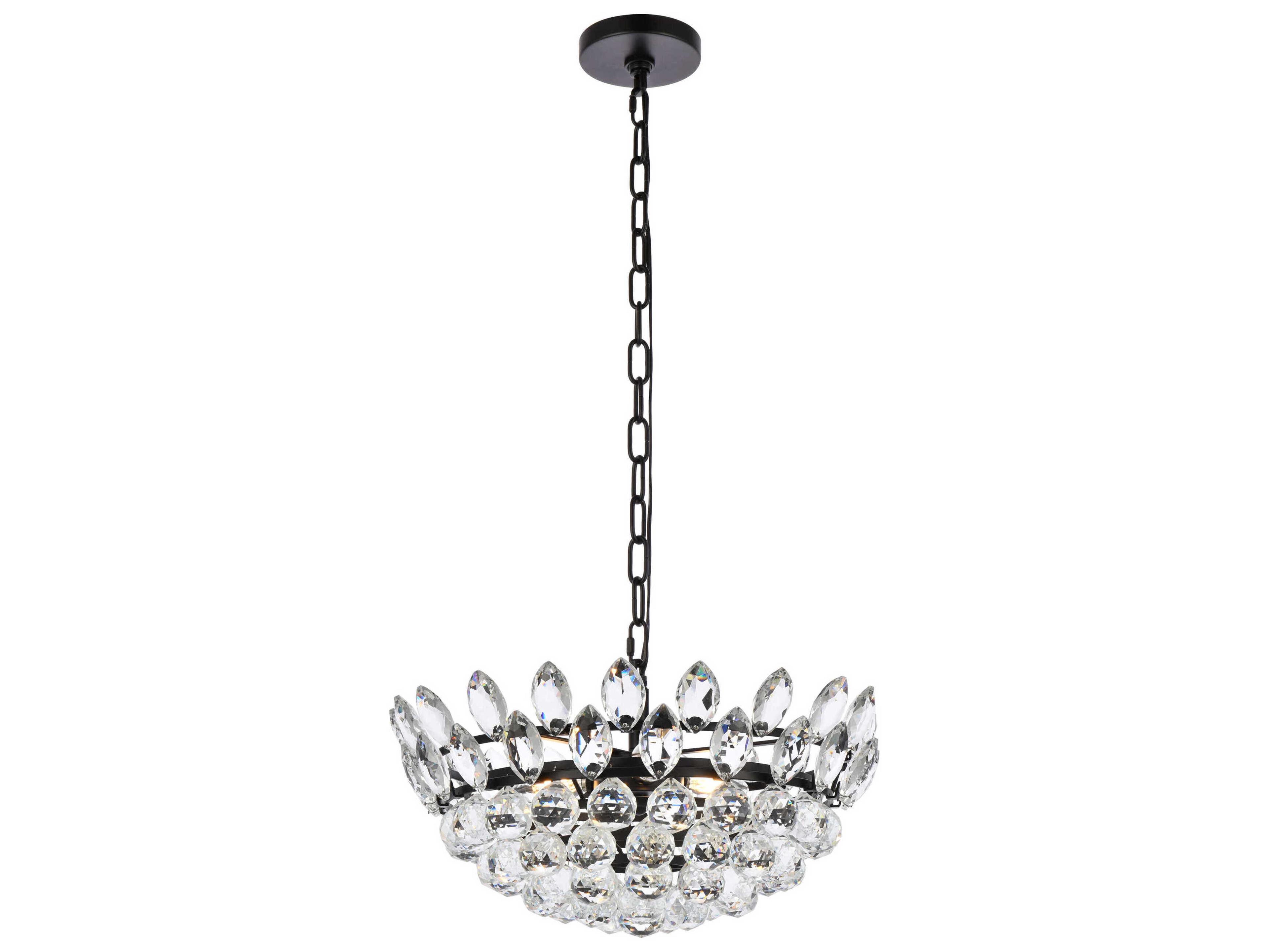Elegant Lighting Emilia 5-Light Black Crystal Pendant