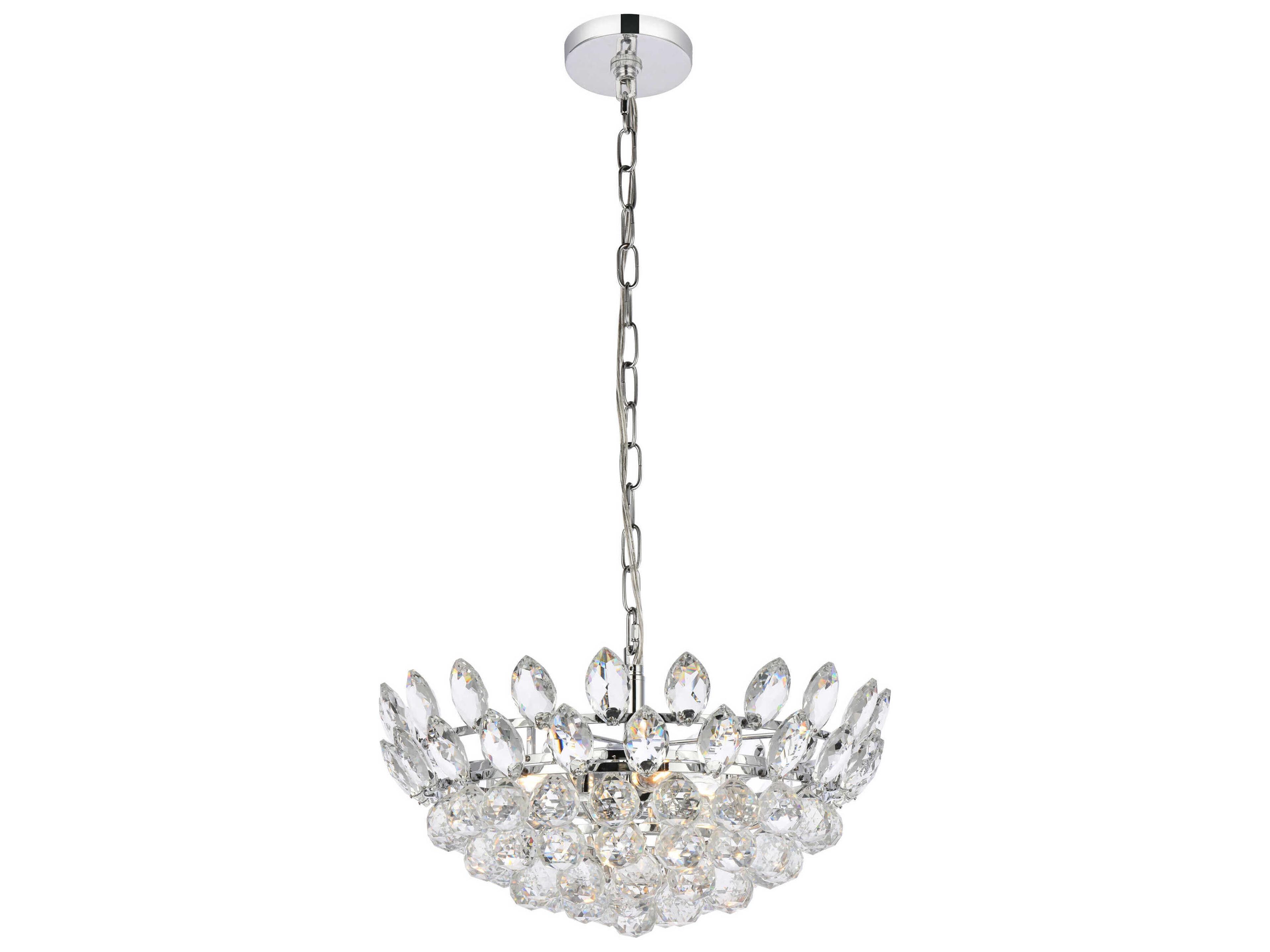 Elegant Lighting Emilia 5-Light Chrome Crystal Pendant