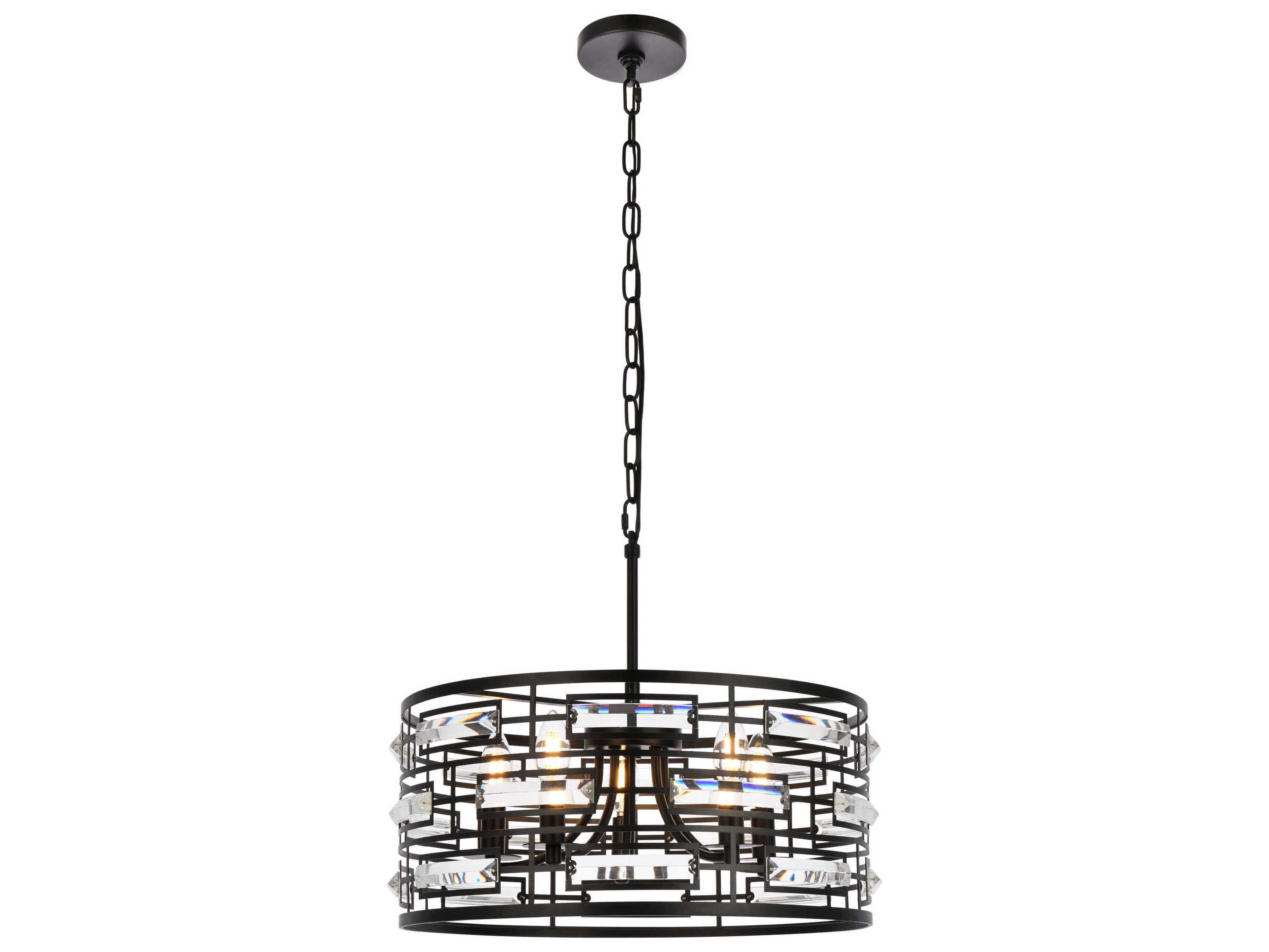 Elegant Lighting Kennedy 5-Light Black Crystal Drum Chandelier