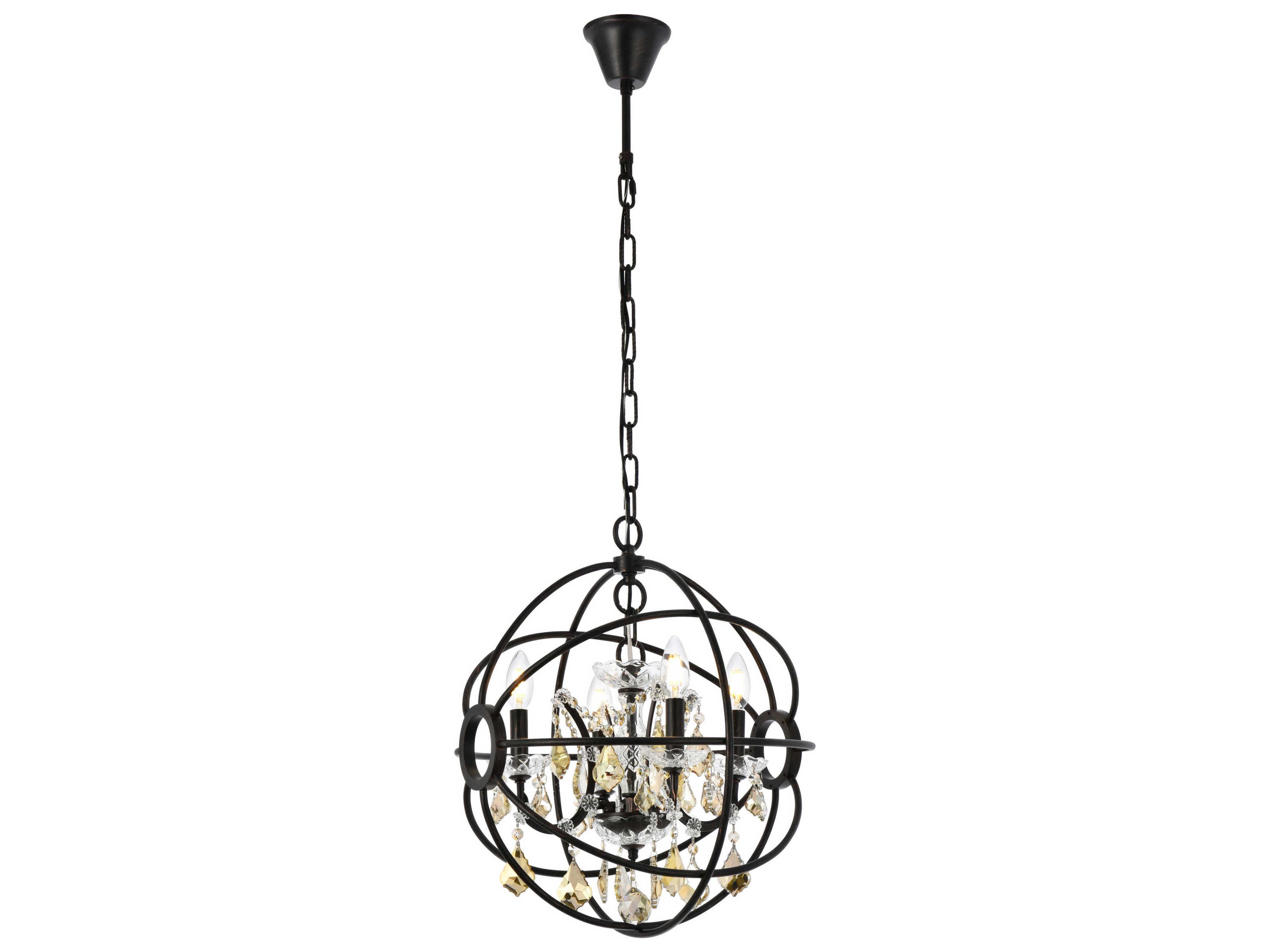 Elegant Lighting Geneva 4-Light Dark Bronze Gold Crystal Candelabra Chandelier