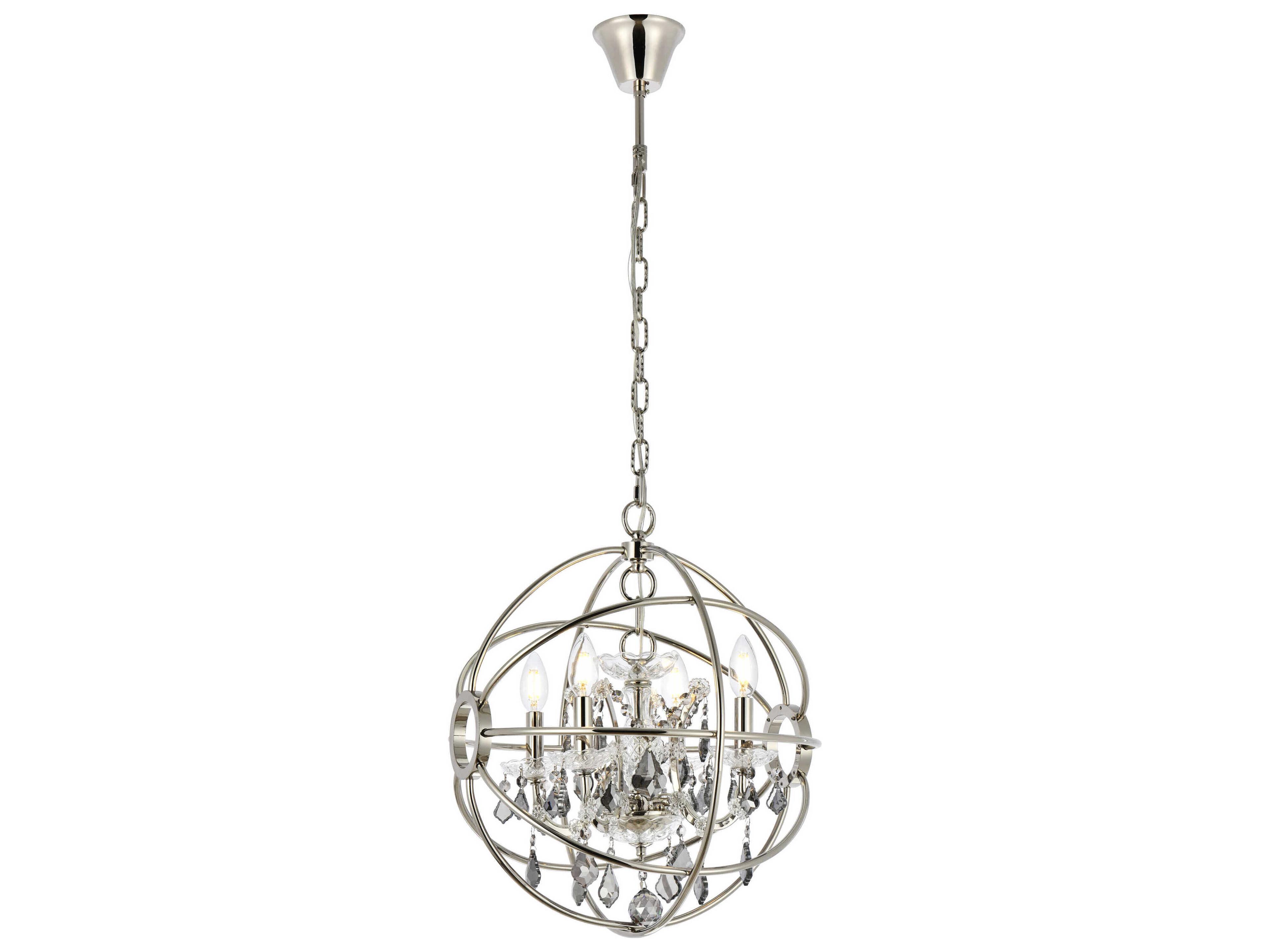 Elegant Lighting Geneva 4-Light Polished Nickel Crystal Candelabra Chandelier