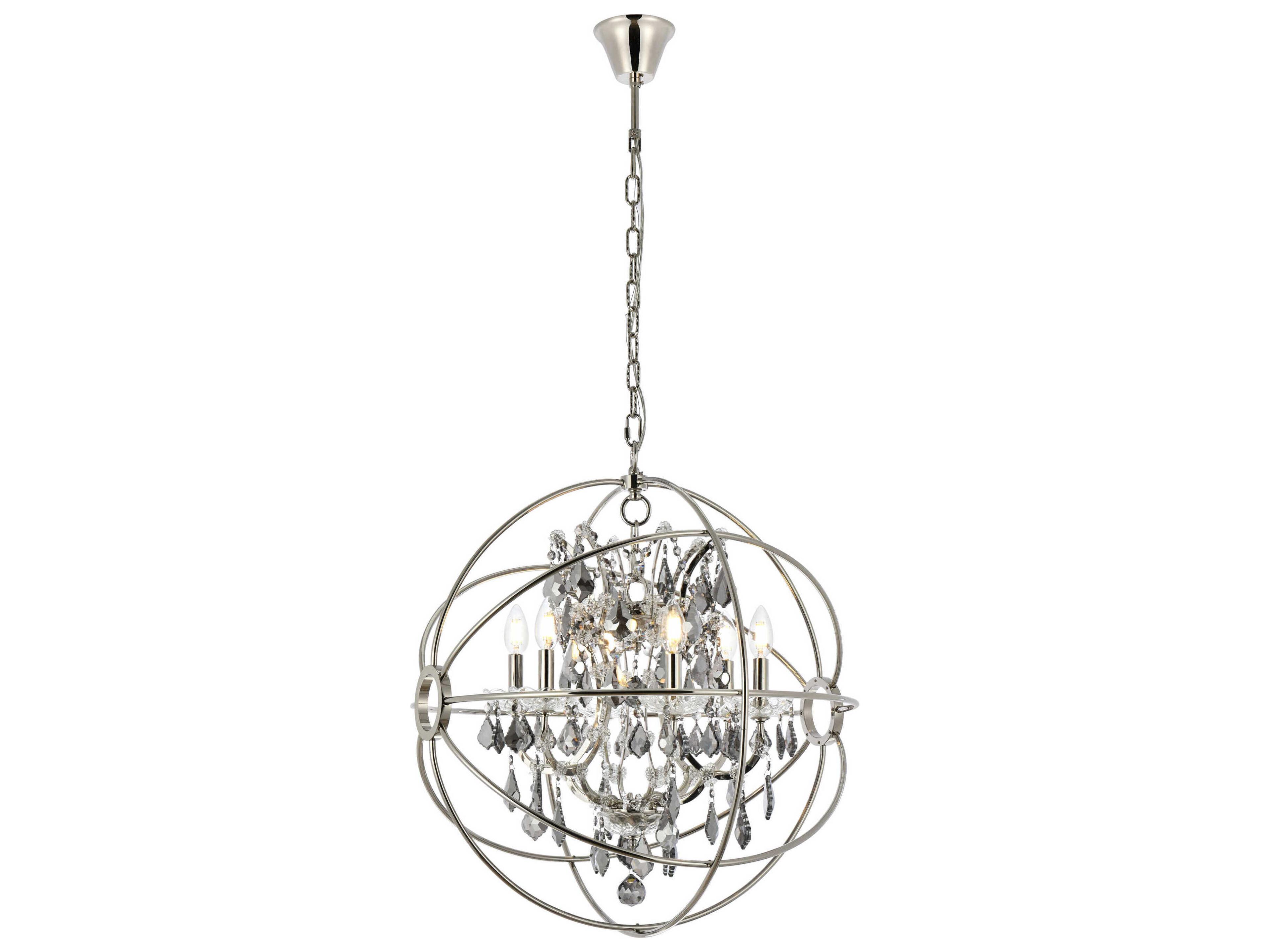 Elegant Lighting Geneva 6 -light Polished Nickel Crystal Candelabra Chandelier