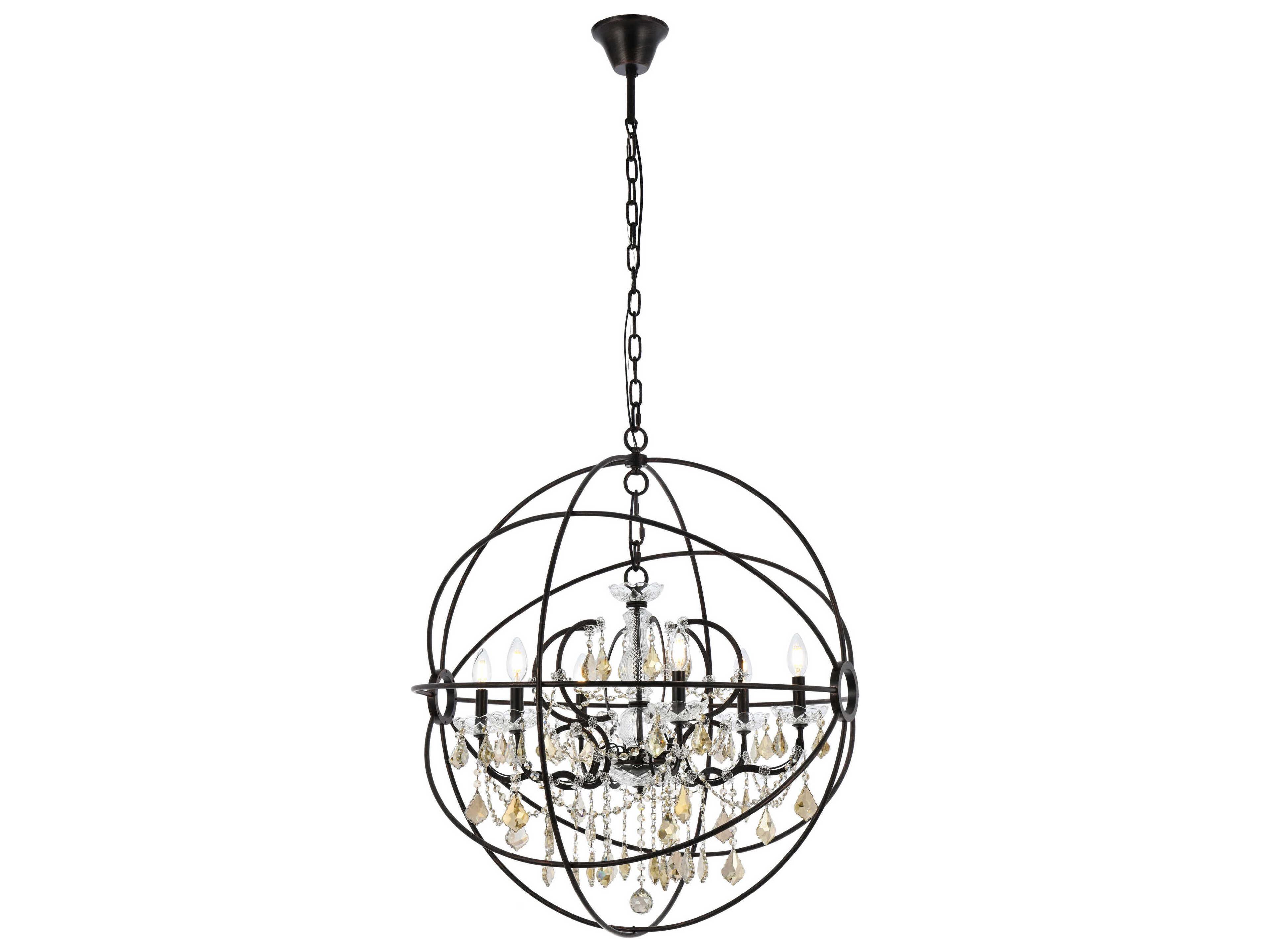 Elegant Lighting Geneva 6 -light Dark Bronze Crystal Candelabra Chandelier
