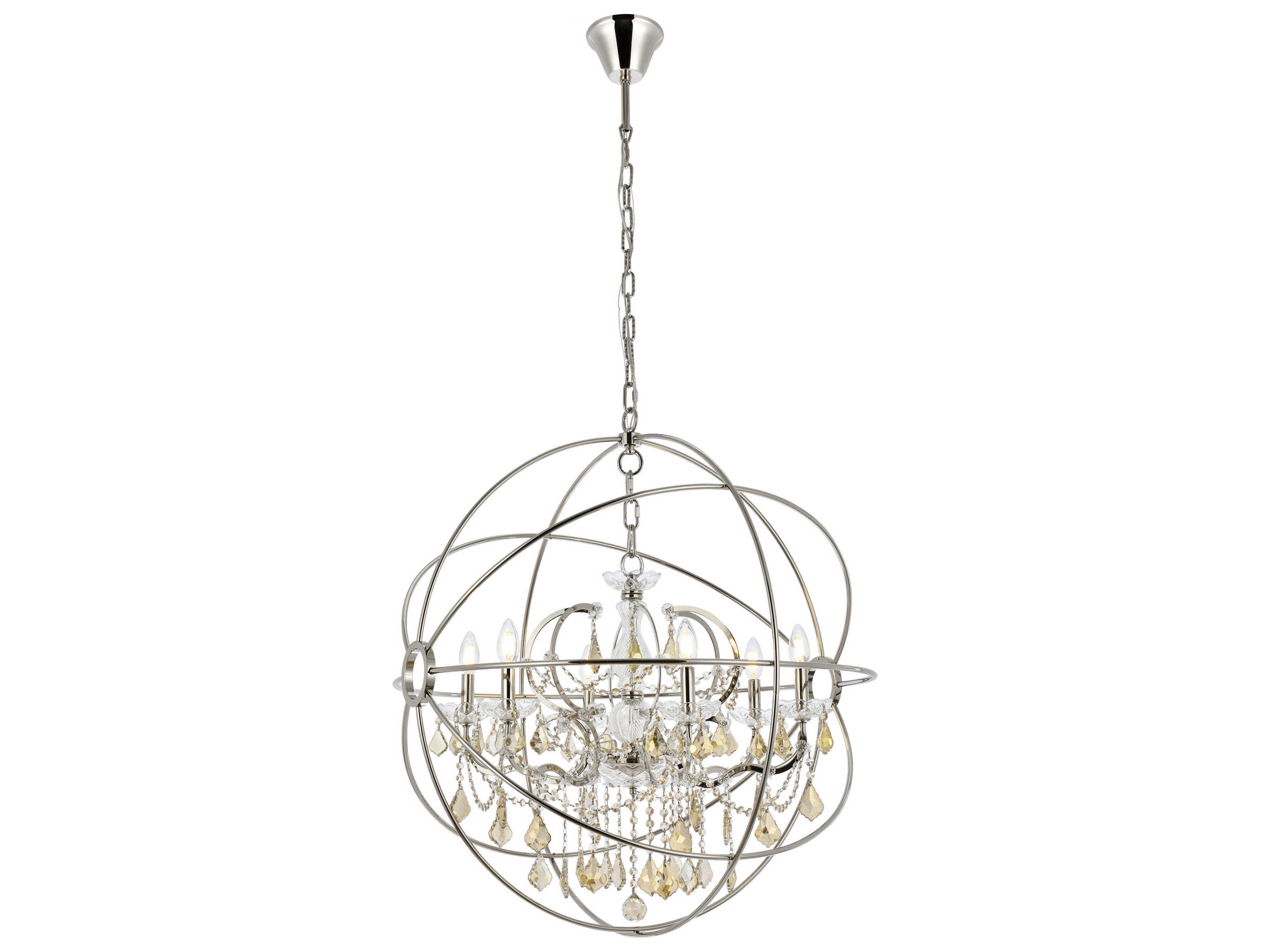 Elegant Lighting Geneva 6 -light Polished Nickel Crystal Candelabra Chandelier