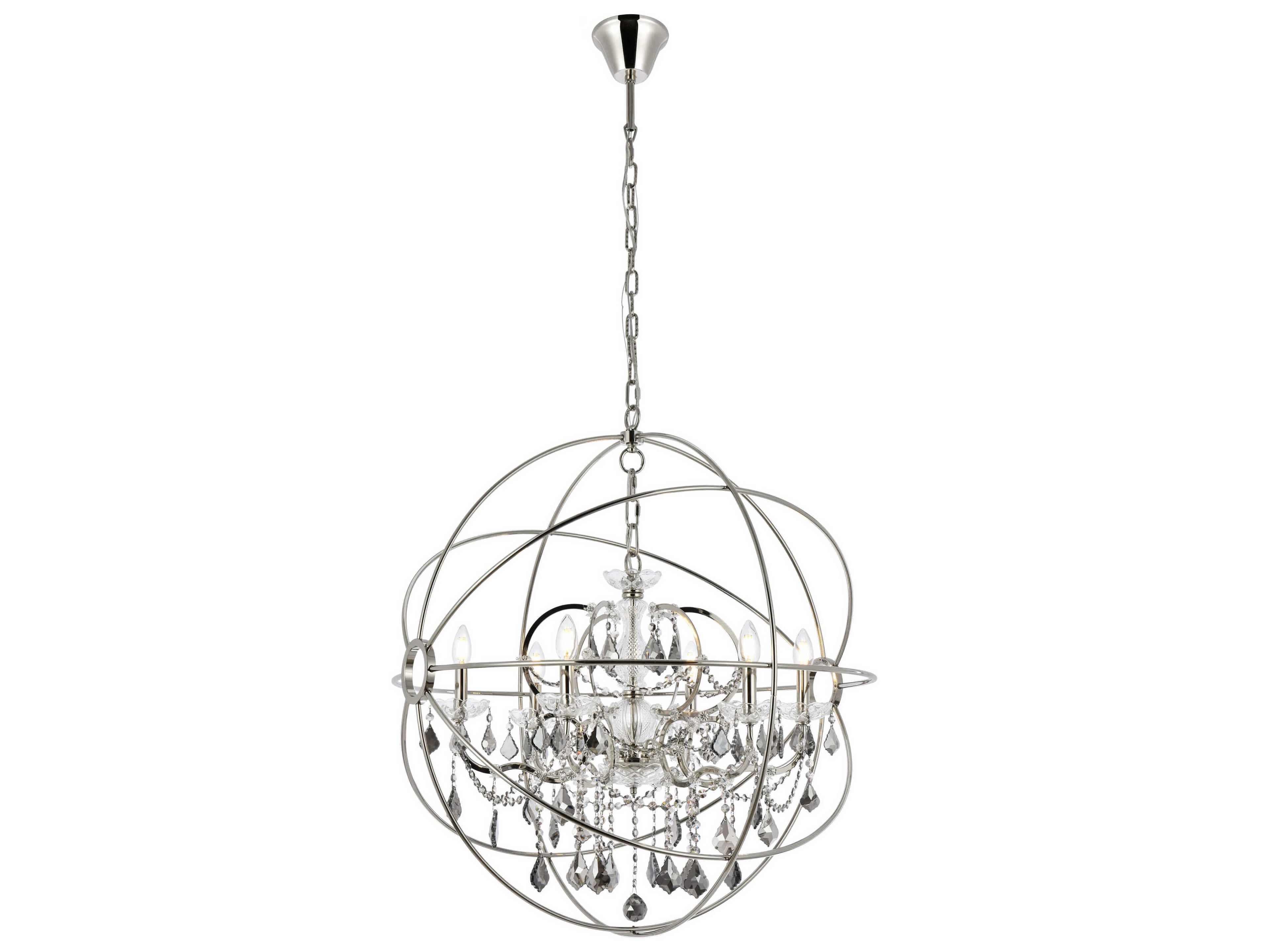 Elegant Lighting Geneva 6 -light Polished Nickel Crystal Candelabra Chandelier