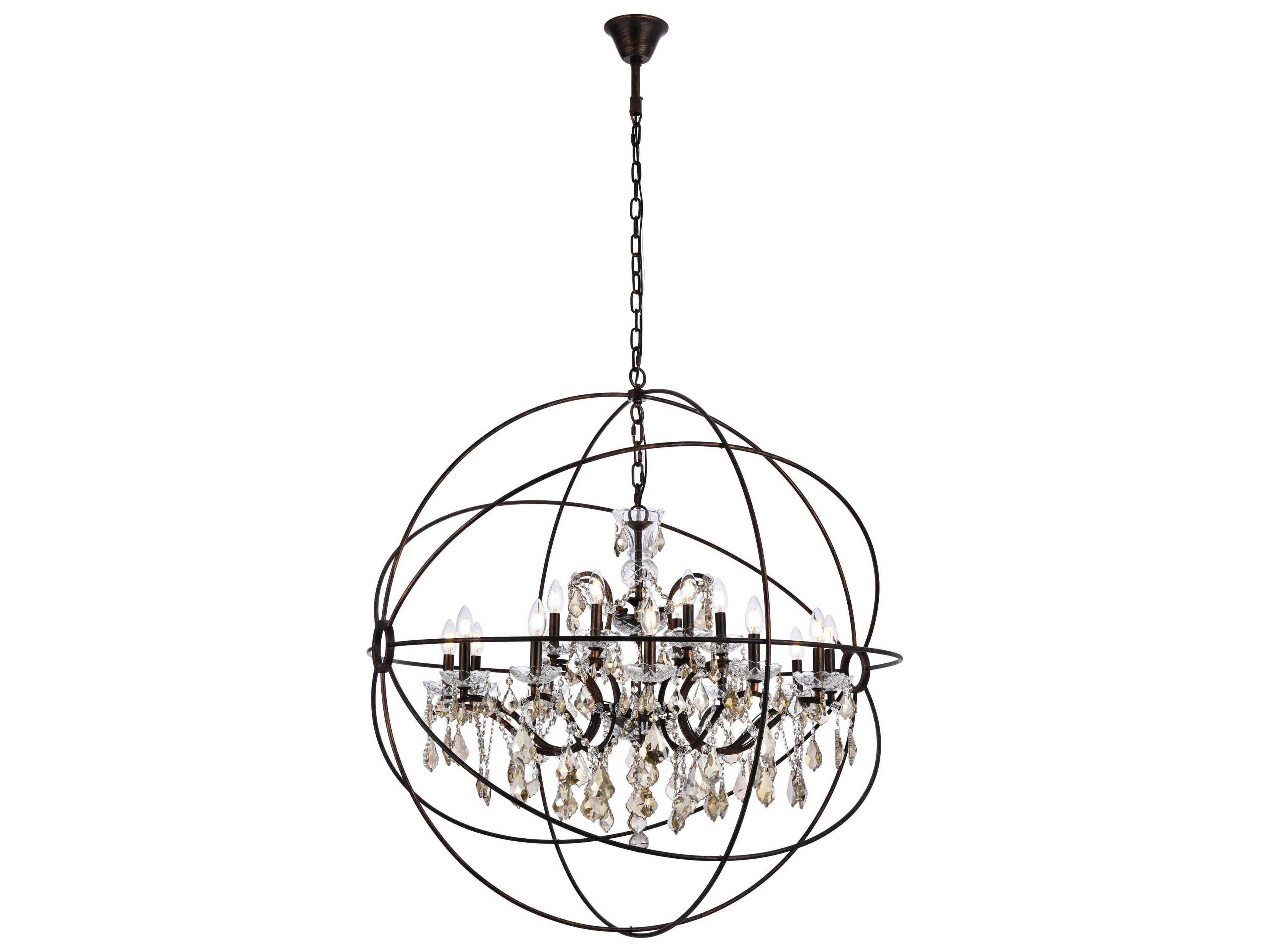 Elegant Lighting Geneva 18-Light Dark Bronze Crystal Candelabra Chandelier