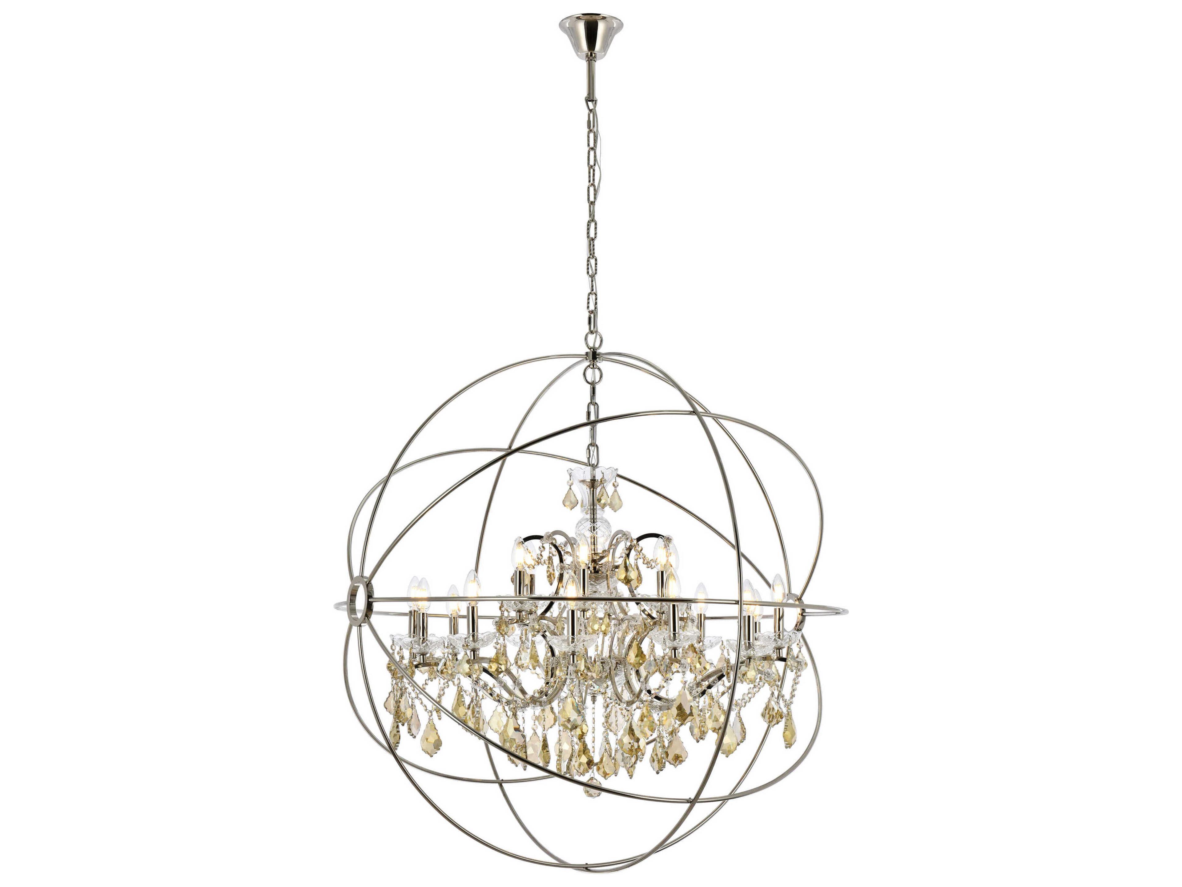 Elegant Lighting Geneva 18-Light Polished Nickel Crystal Candelabra Chandelier
