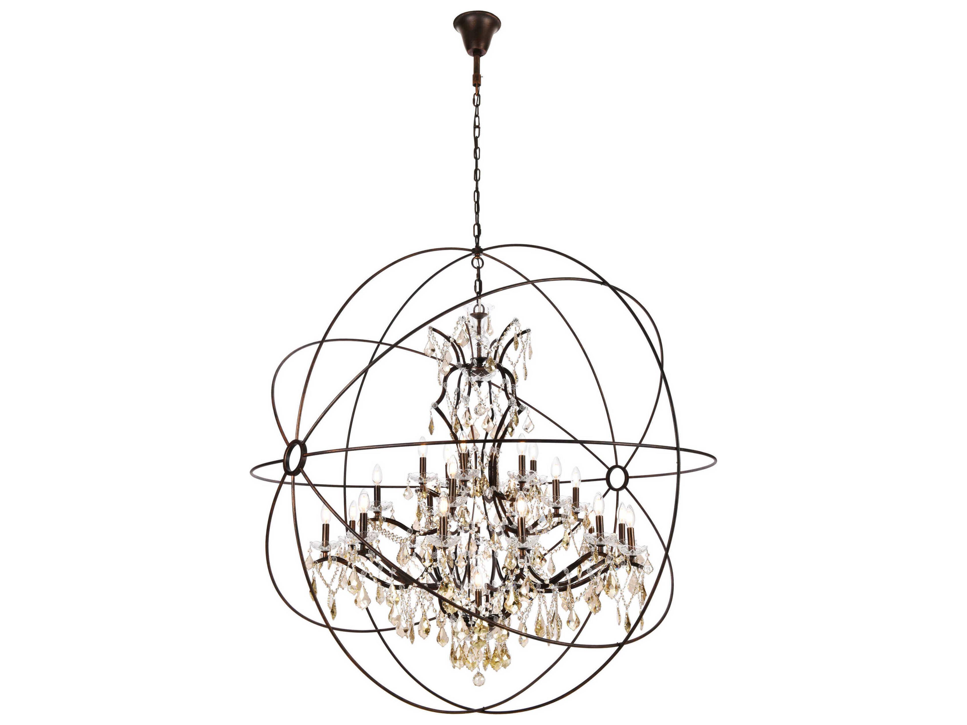 Elegant Lighting Geneva 25-Light Dark Bronze Crystal Candelabra Chandelier