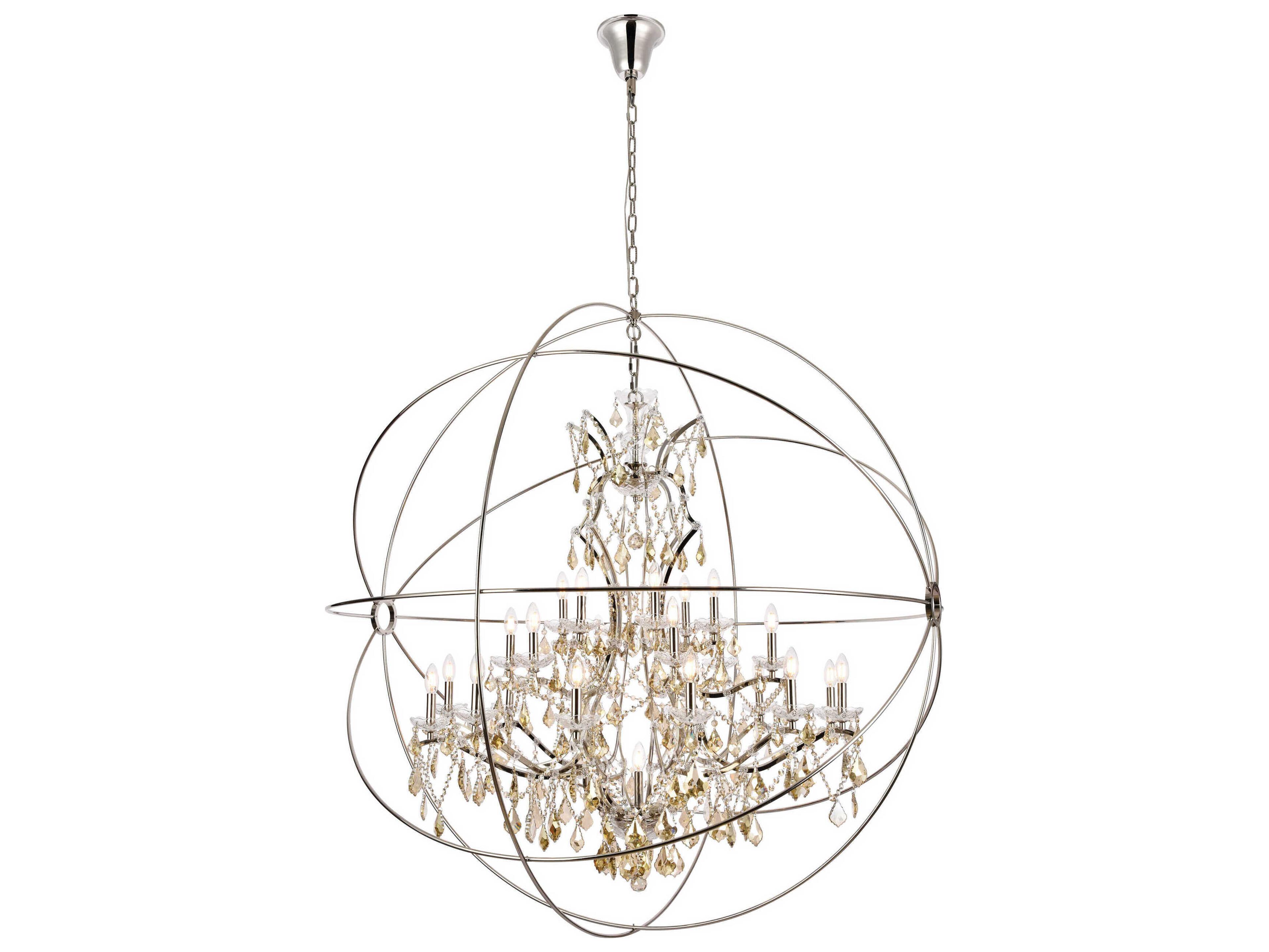 Elegant Lighting Geneva 25-Light Polished Nickel Crystal Candelabra Chandelier