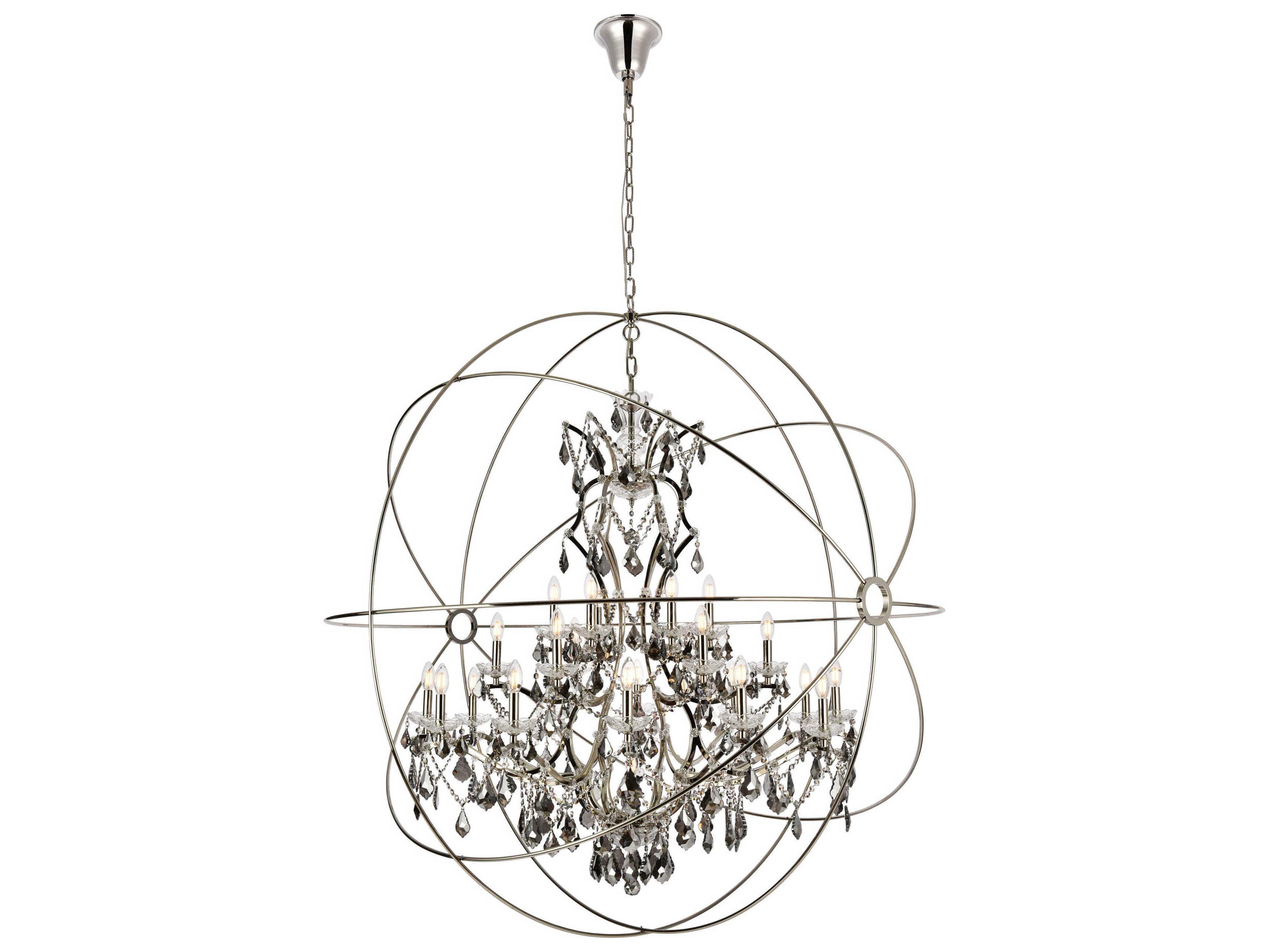 Elegant Lighting Geneva 25-Light Polished Nickel Crystal Candelabra Chandelier