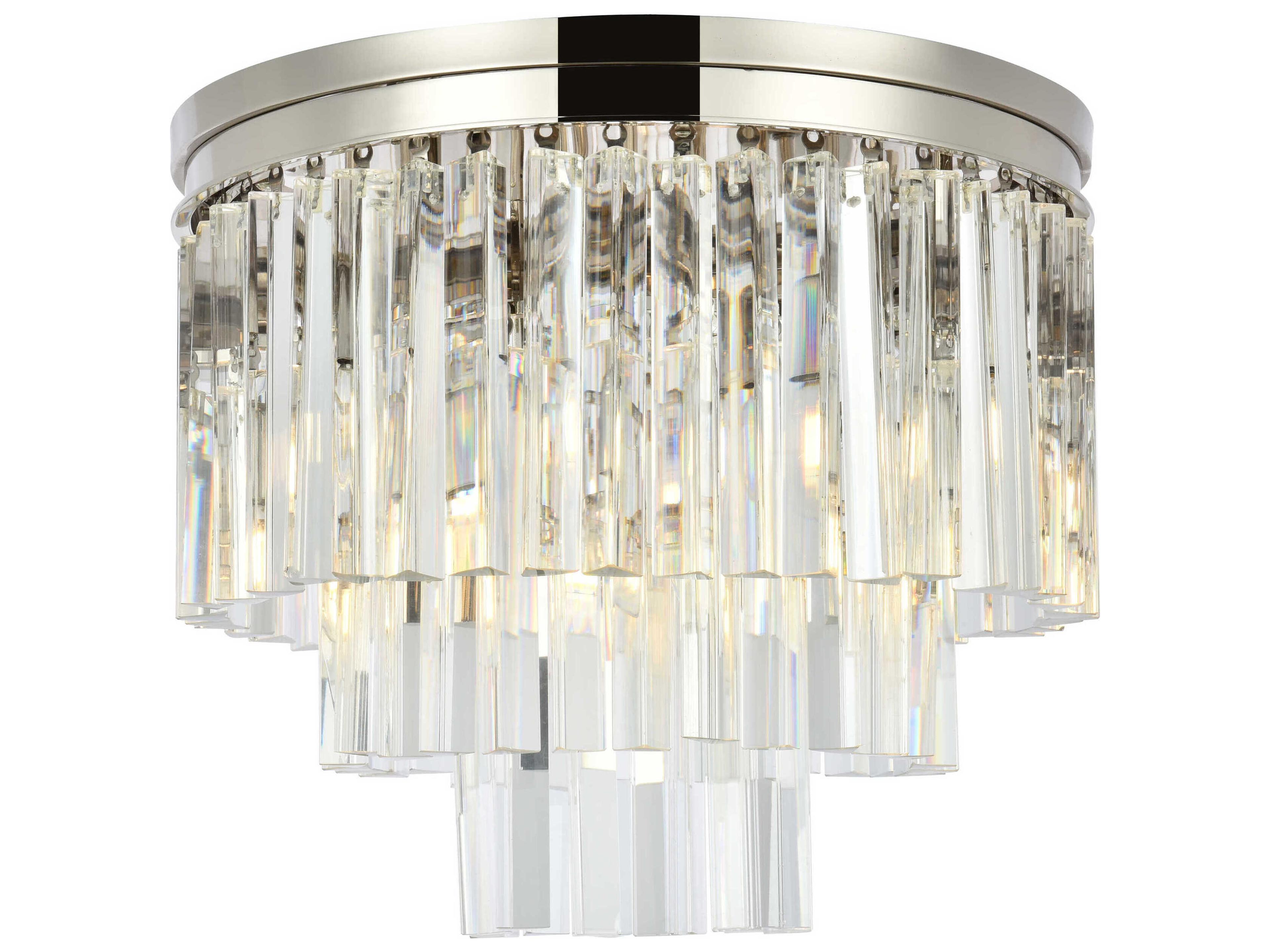 Elegant Lighting Urban Polished Nickel Clear Crystal Drum Tiered Flush Mount