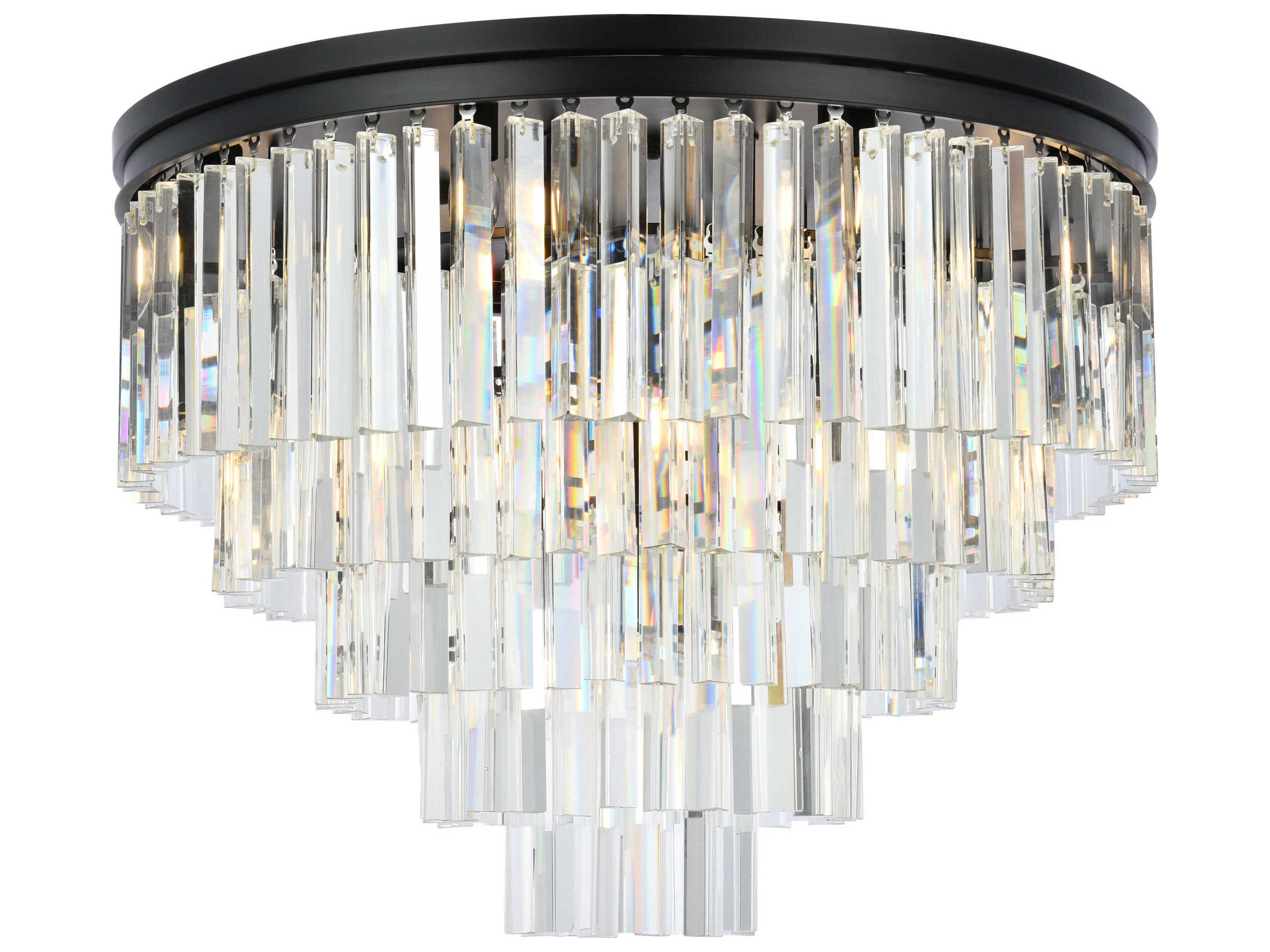 Elegant Lighting Urban Mocha Brown Clear Crystal Drum Tiered Flush Mount