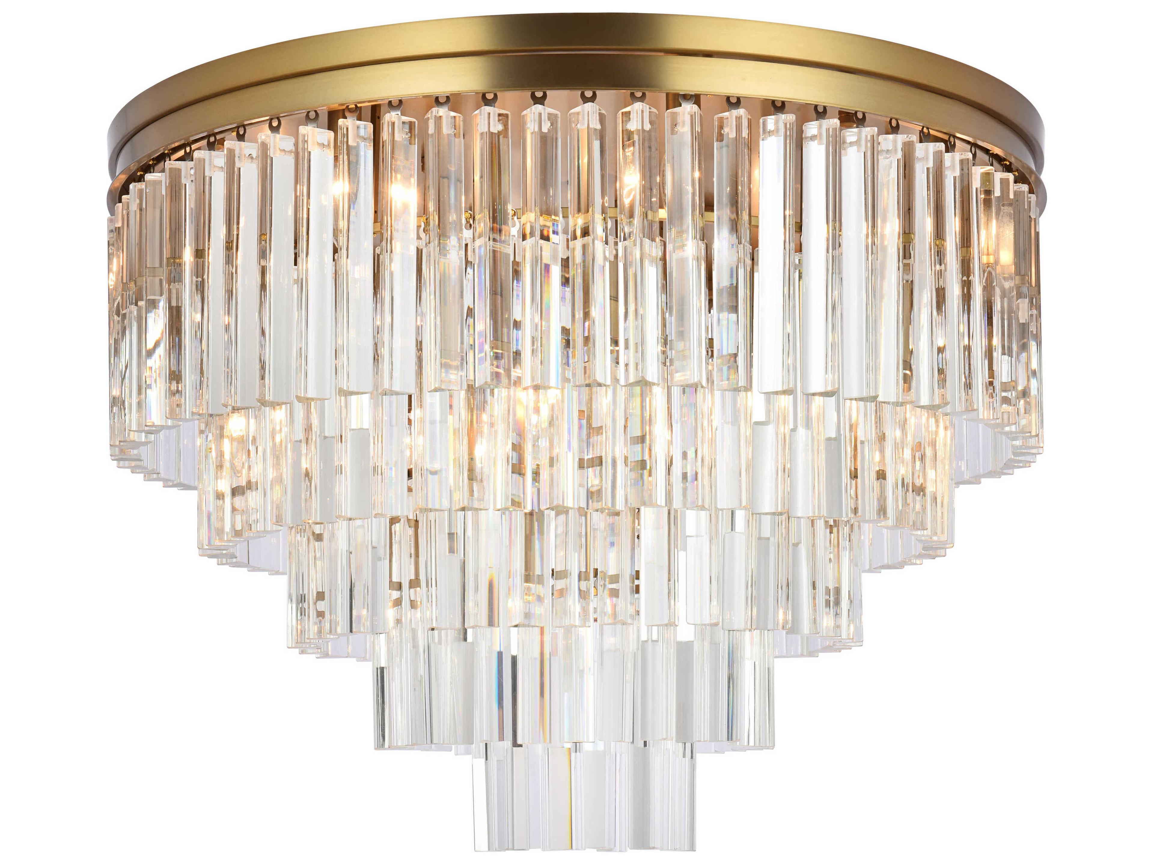 Elegant Lighting Sydney 17-Light Satin Gold Tiered Flush Mount