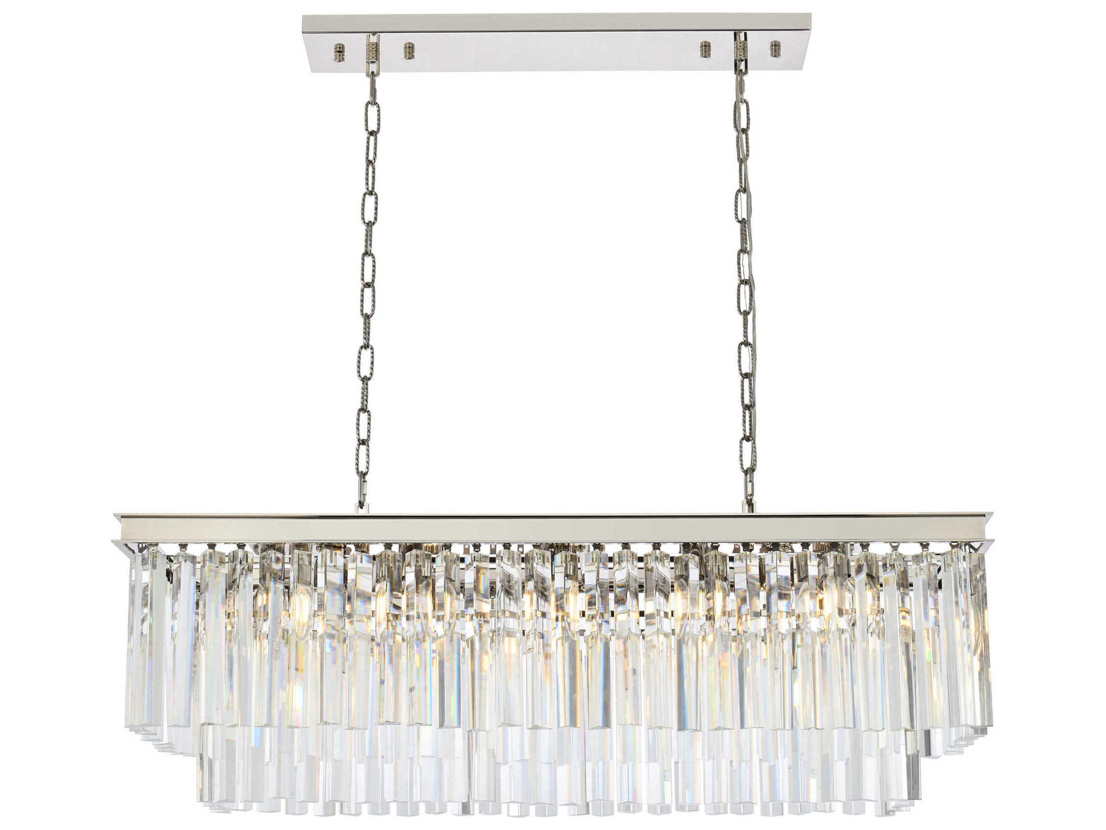 Elegant Lighting Sydney 12-Light Polished Nickel Clear Crystal Tiered Island Pendant