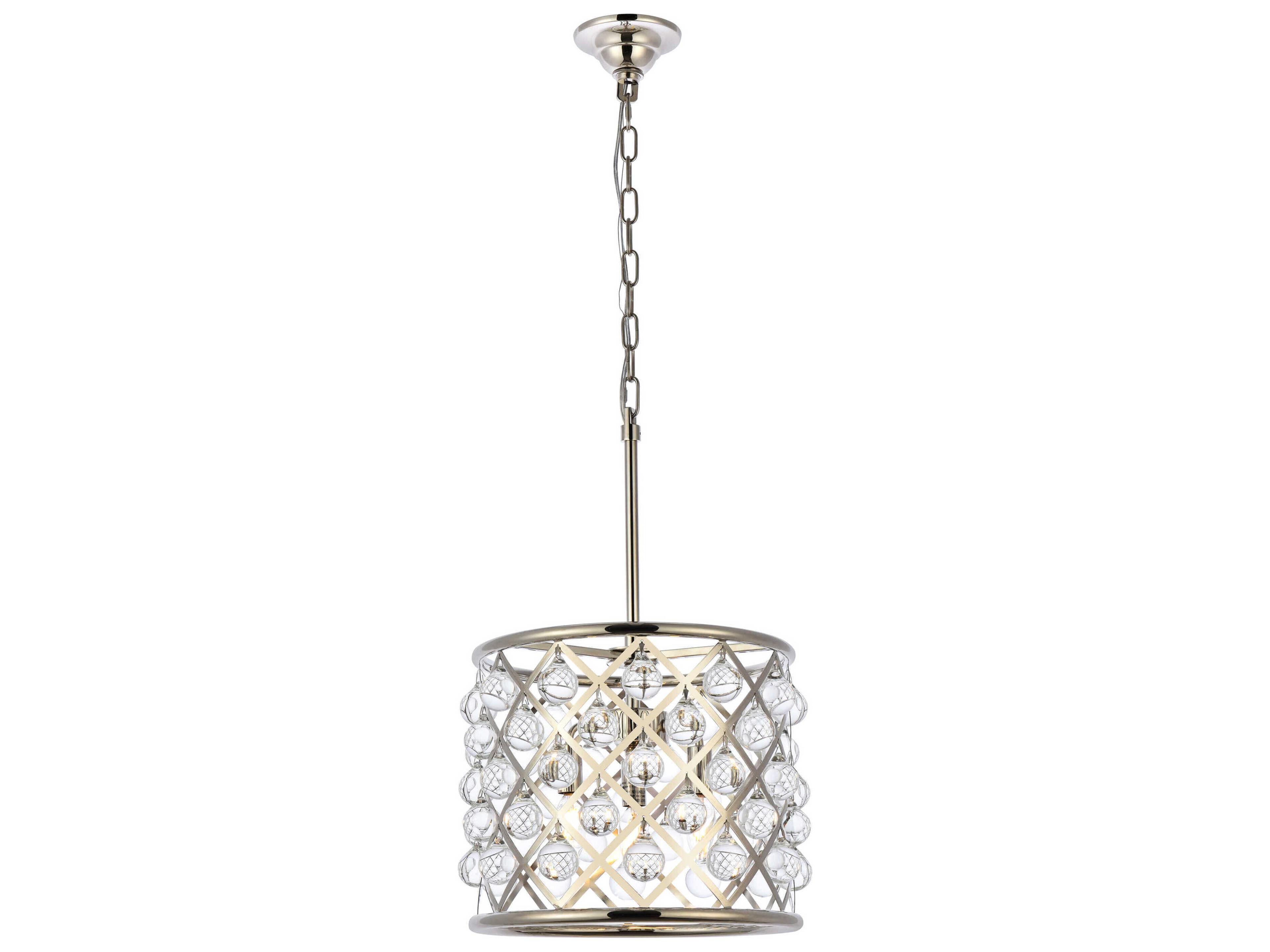 Elegant Lighting Madison 3-Light Polished Nickel Clear Crystal Drum Pendant