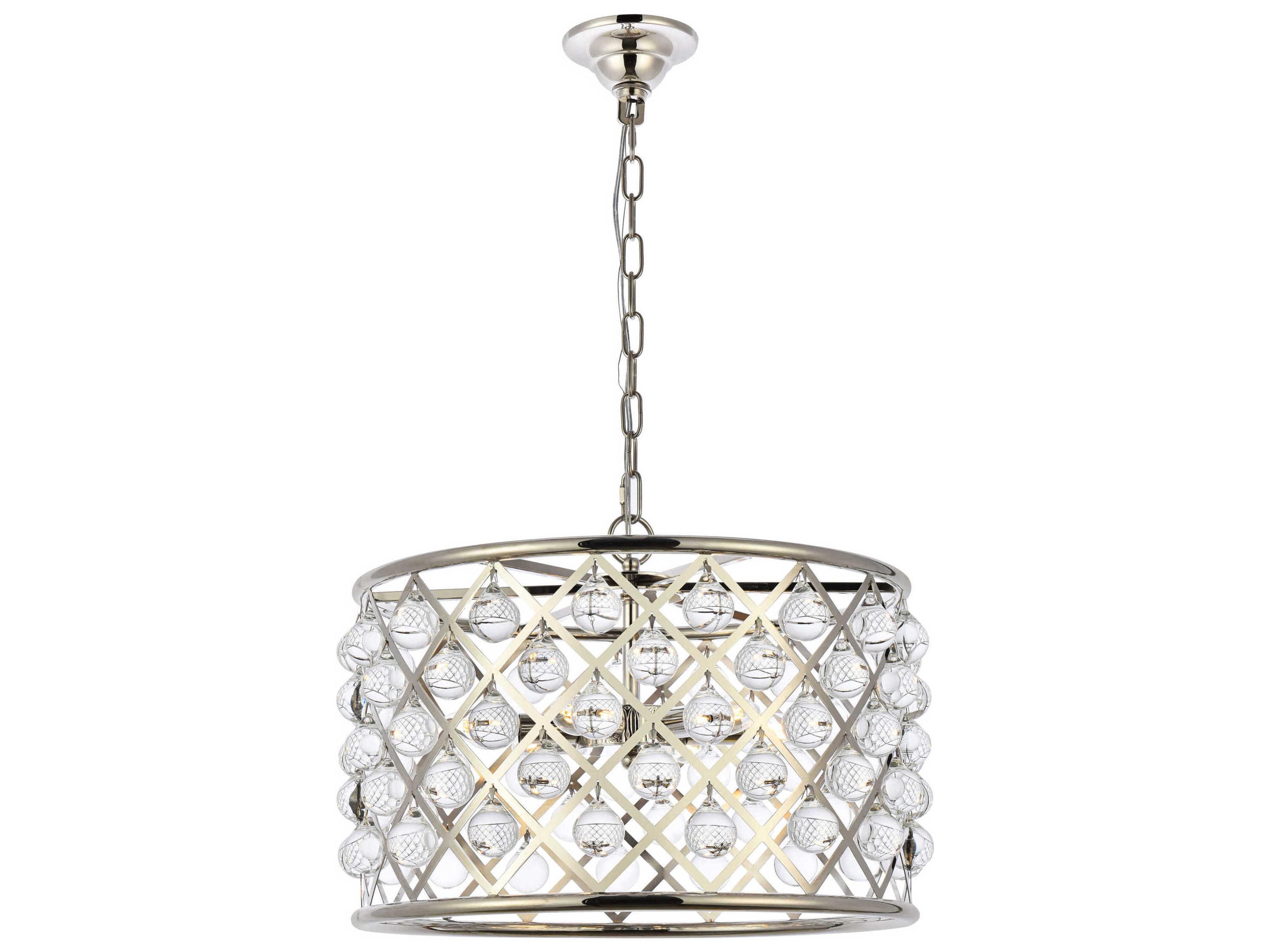 Elegant Lighting Madison 6-Light Polished Nickel Clear Crystal Drum Pendant