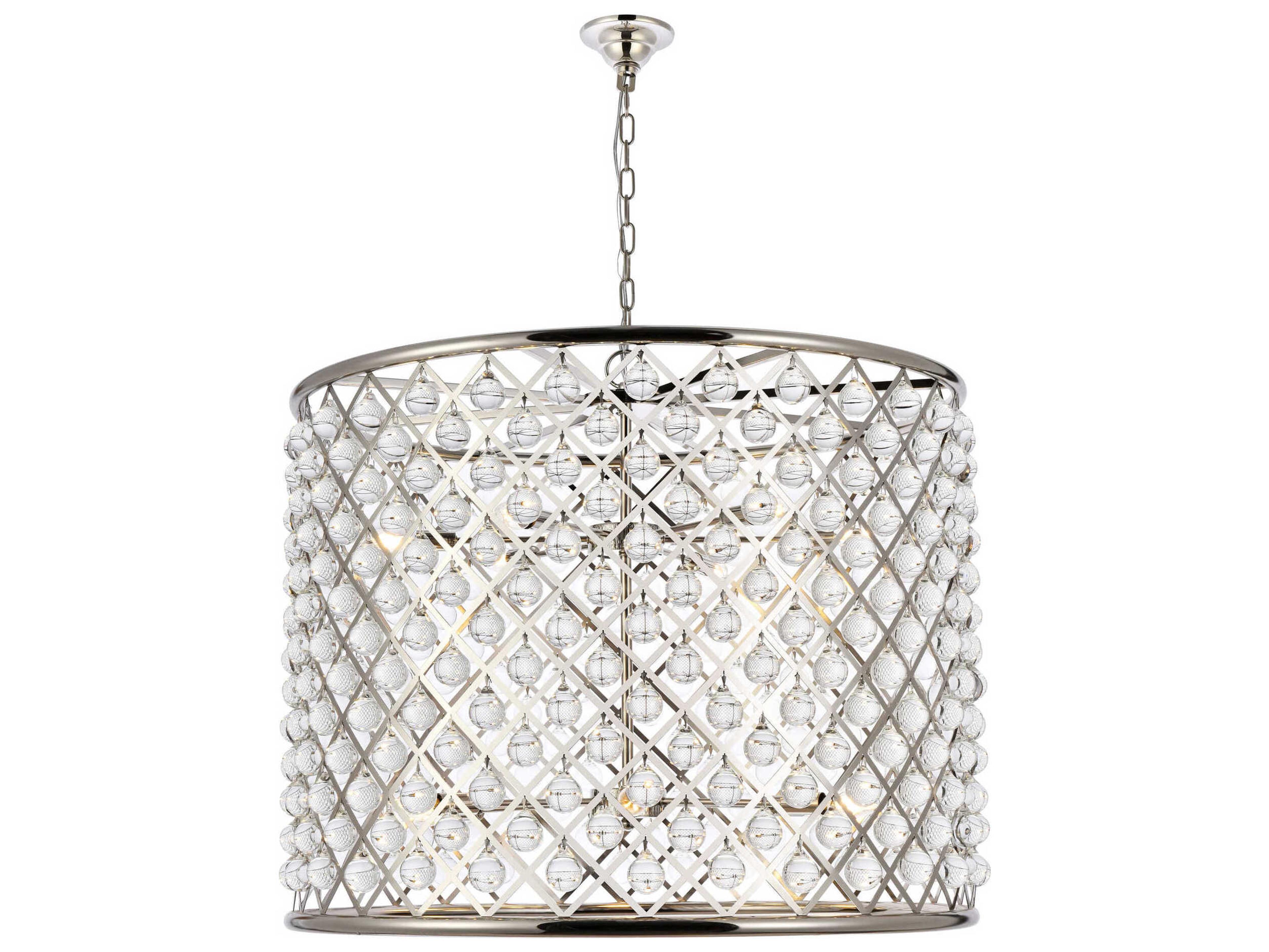 Elegant Lighting Madison 12-Light Polished Nickel Crystal Drum Pendant