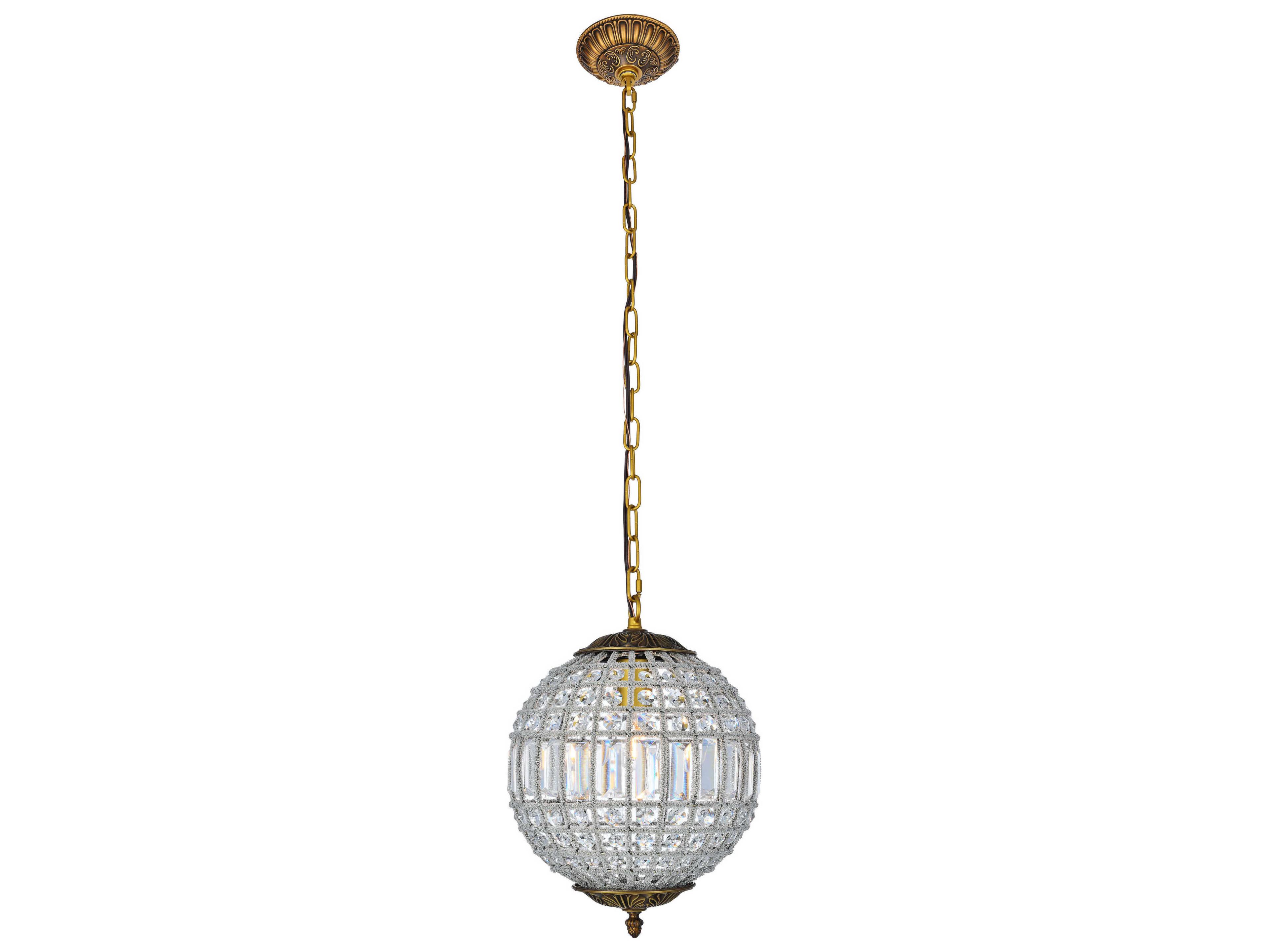 Elegant Lighting Olivia 1-Light French Gold Clear Crystal Round Pendant