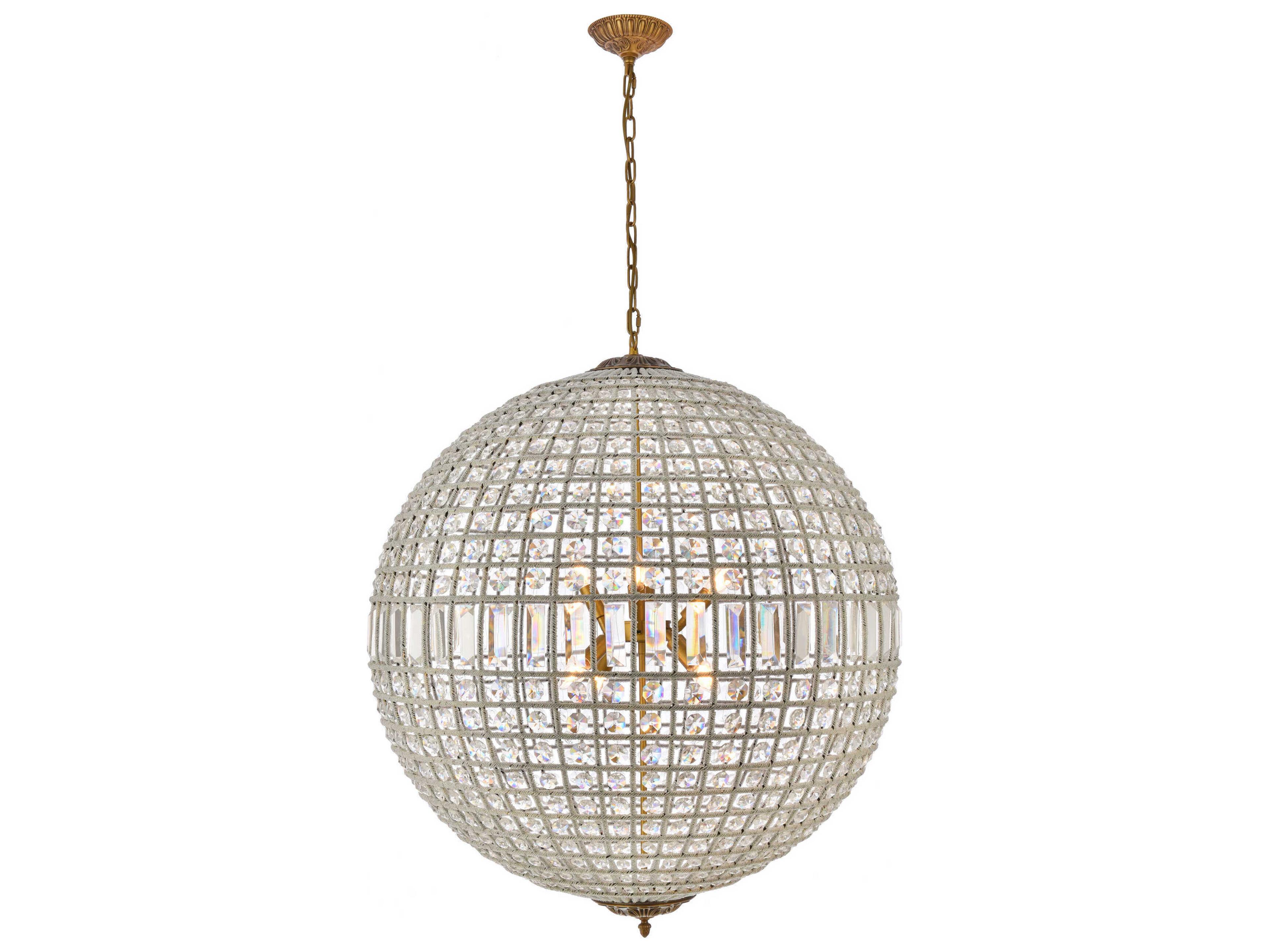 Elegant Lighting Olivia 8-Light French Gold Clear Crystal Round Pendant