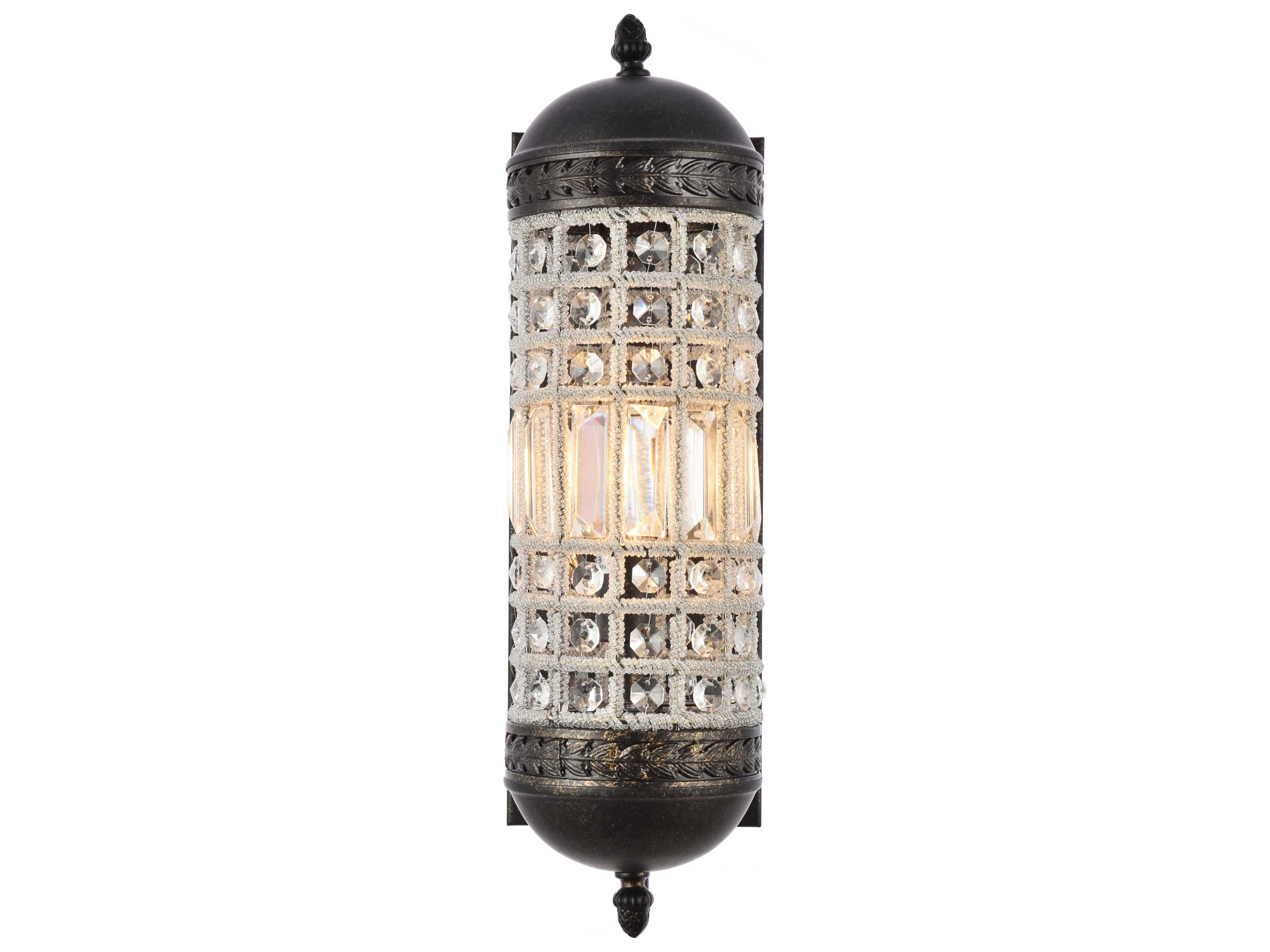Elegant Lighting Olivia 1-Light Dark Bronze Clear Crystal Wall Sconce