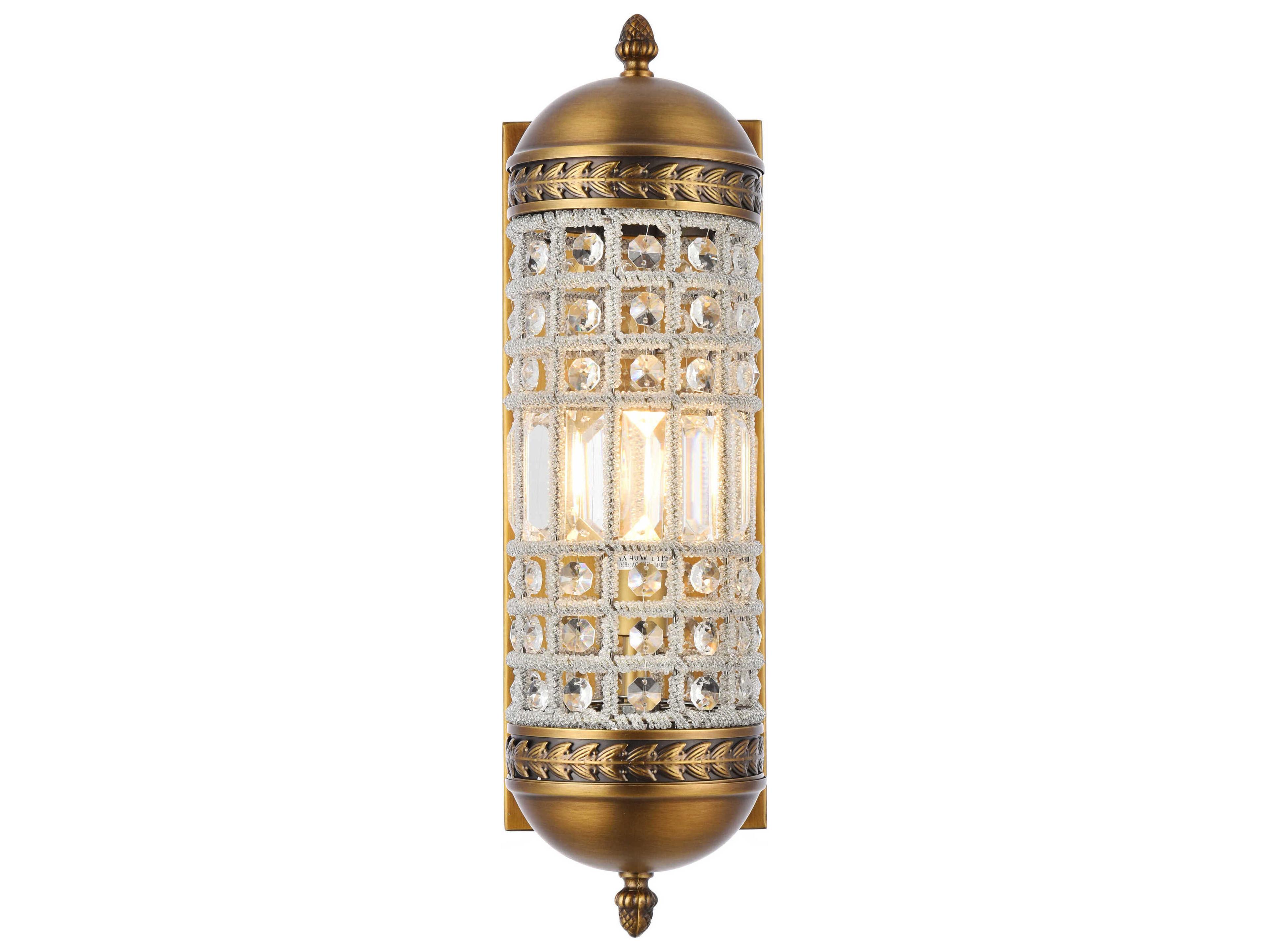 Elegant Lighting Olivia 1-Light French Gold Clear Crystal Wall Sconce