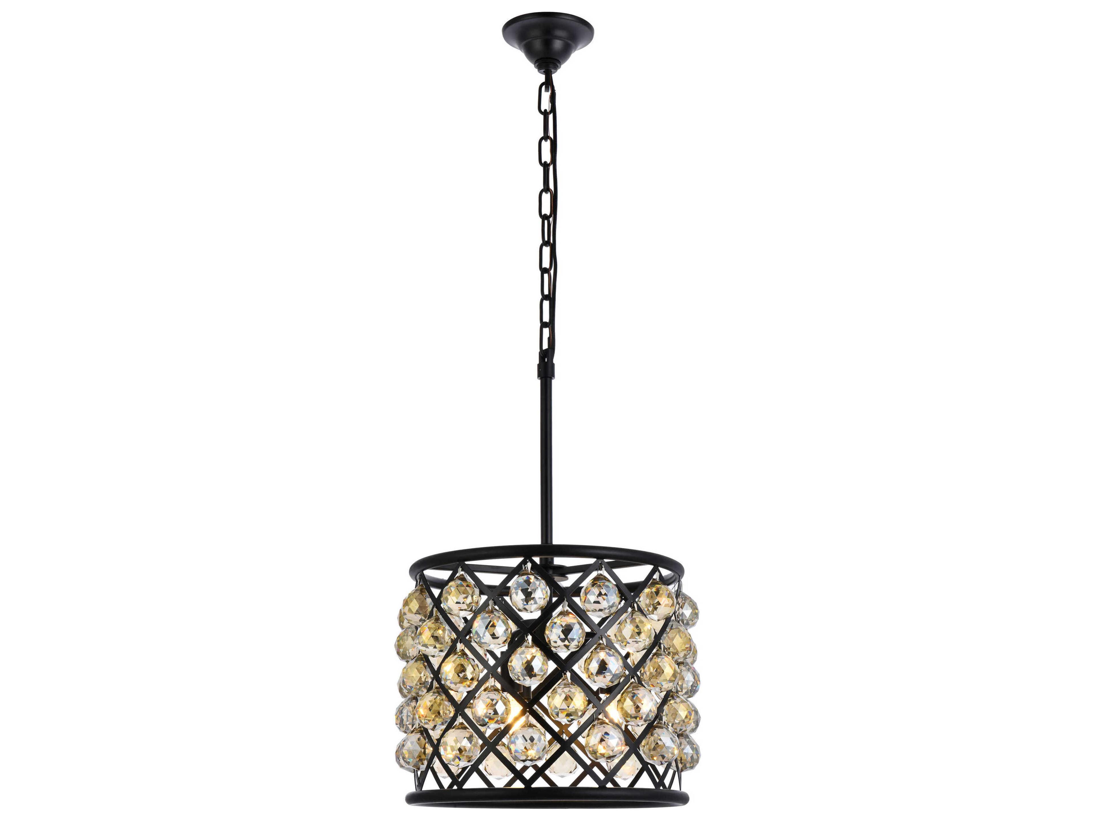 Elegant Lighting Madison 4-Light Mocha Brown Clear Crystal Drum Pendant