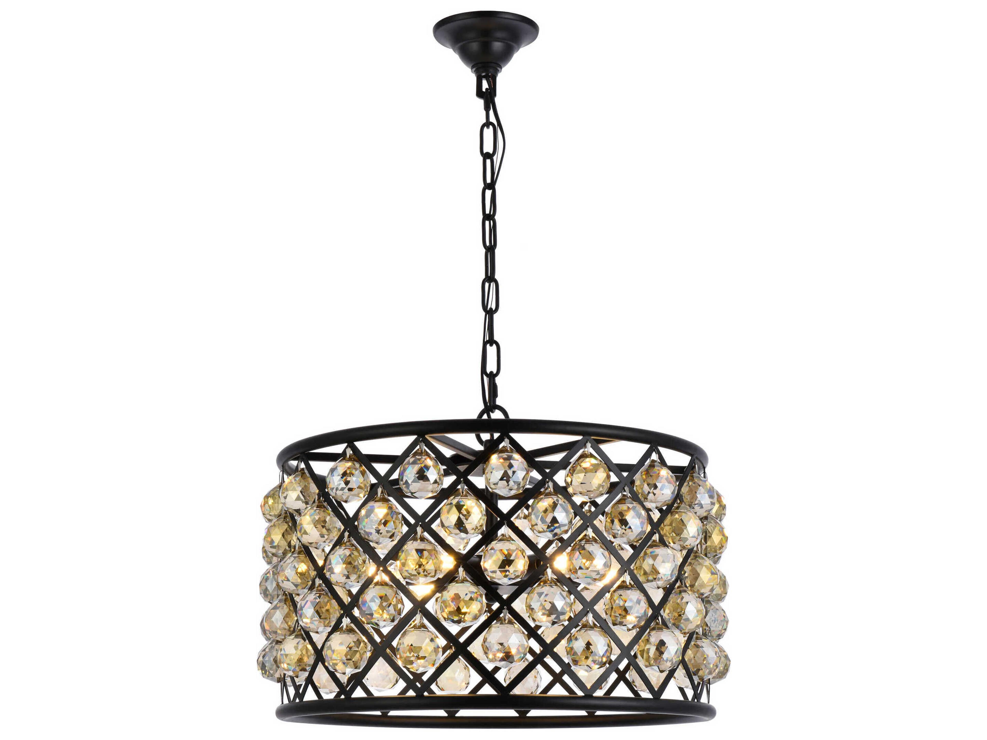 Elegant Lighting Madison 6-Light Mocha Brown Gold Crystal Drum Pendant