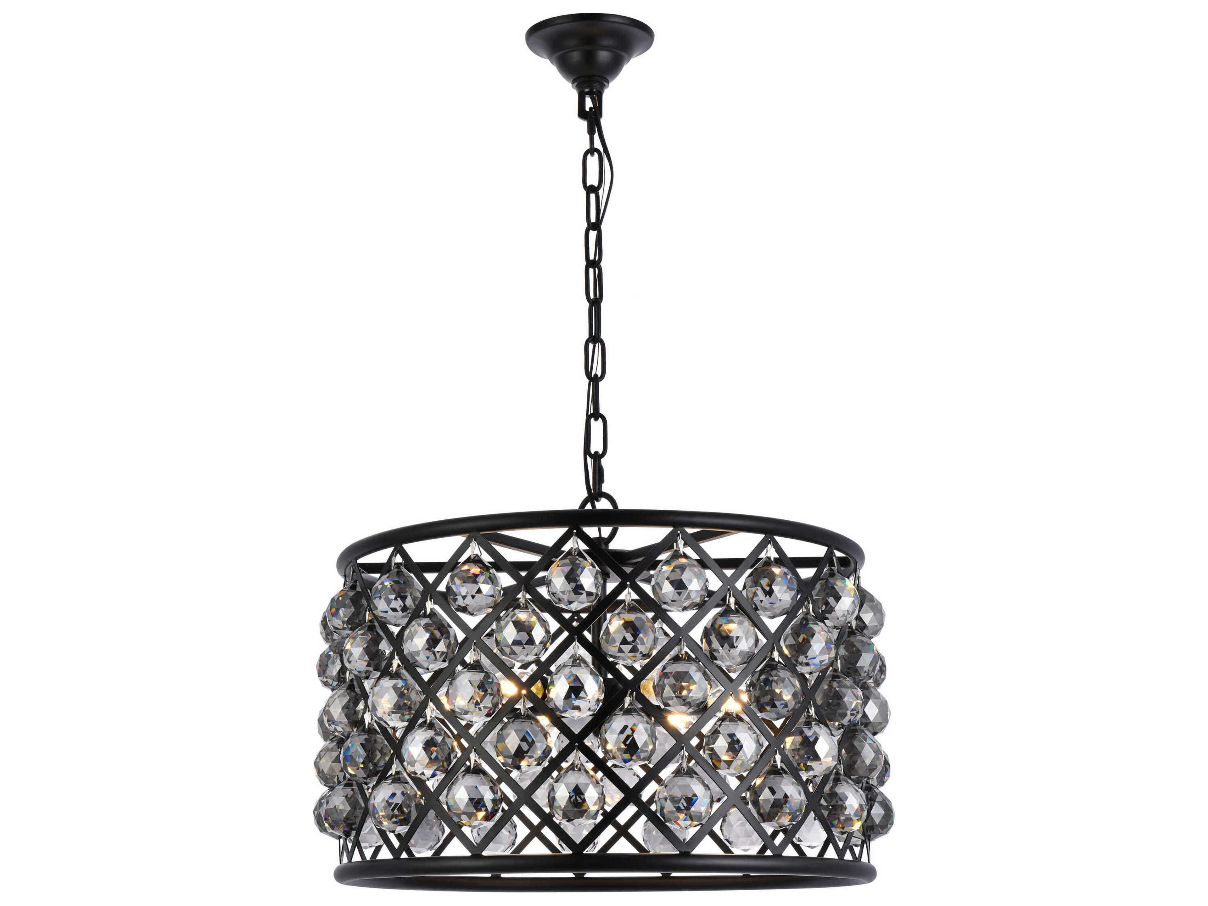 Elegant Lighting Madison 6-Light Mocha Brown Silver Crystal Drum Pendant