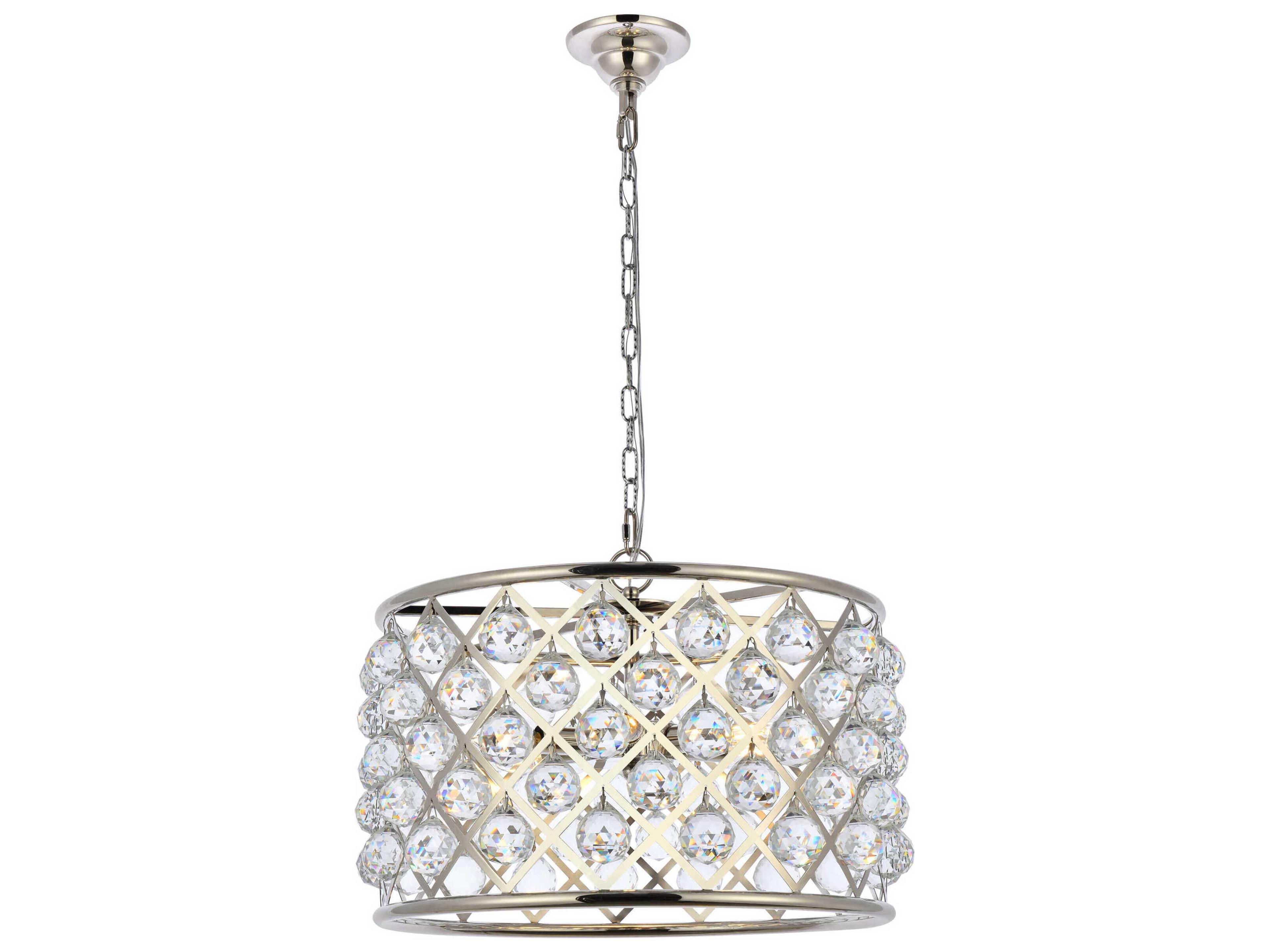 Elegant Lighting Madison 6-Light Polished Nickel Clear Crystal Drum Pendant