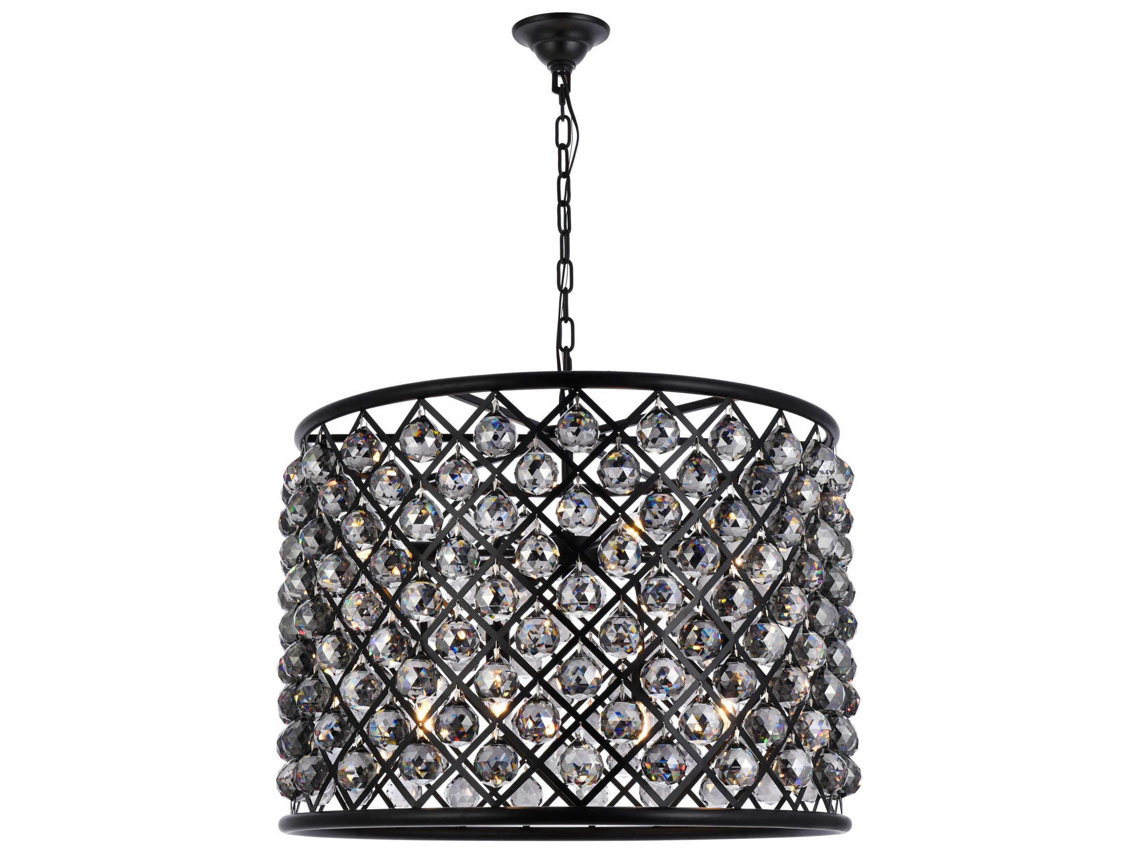 Elegant Lighting Madison 8-Light Mocha Brown Silver Crystal Drum Pendant