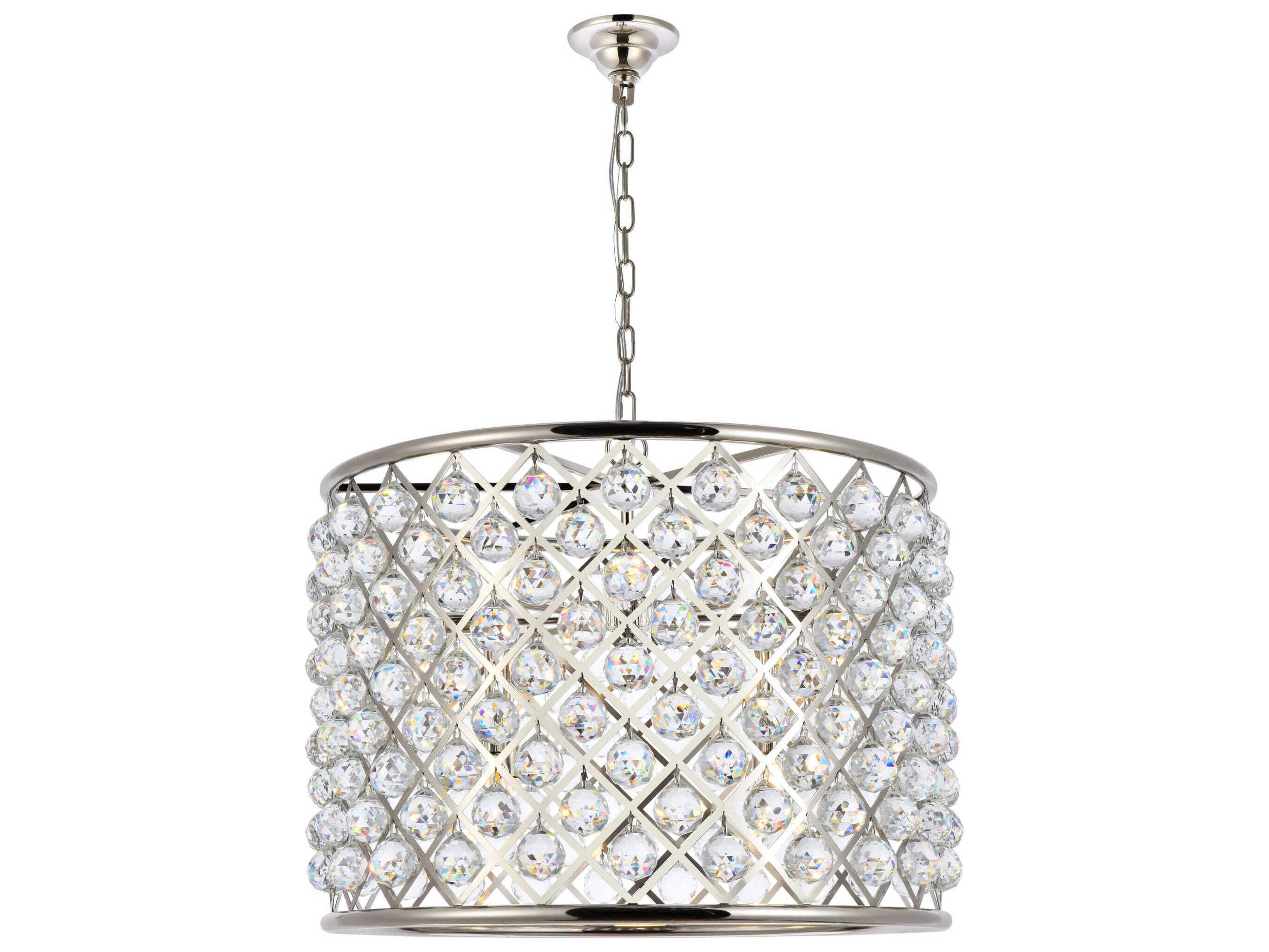 Elegant Lighting Madison 8-Light Polished Nickel Clear Crystal Drum Pendant