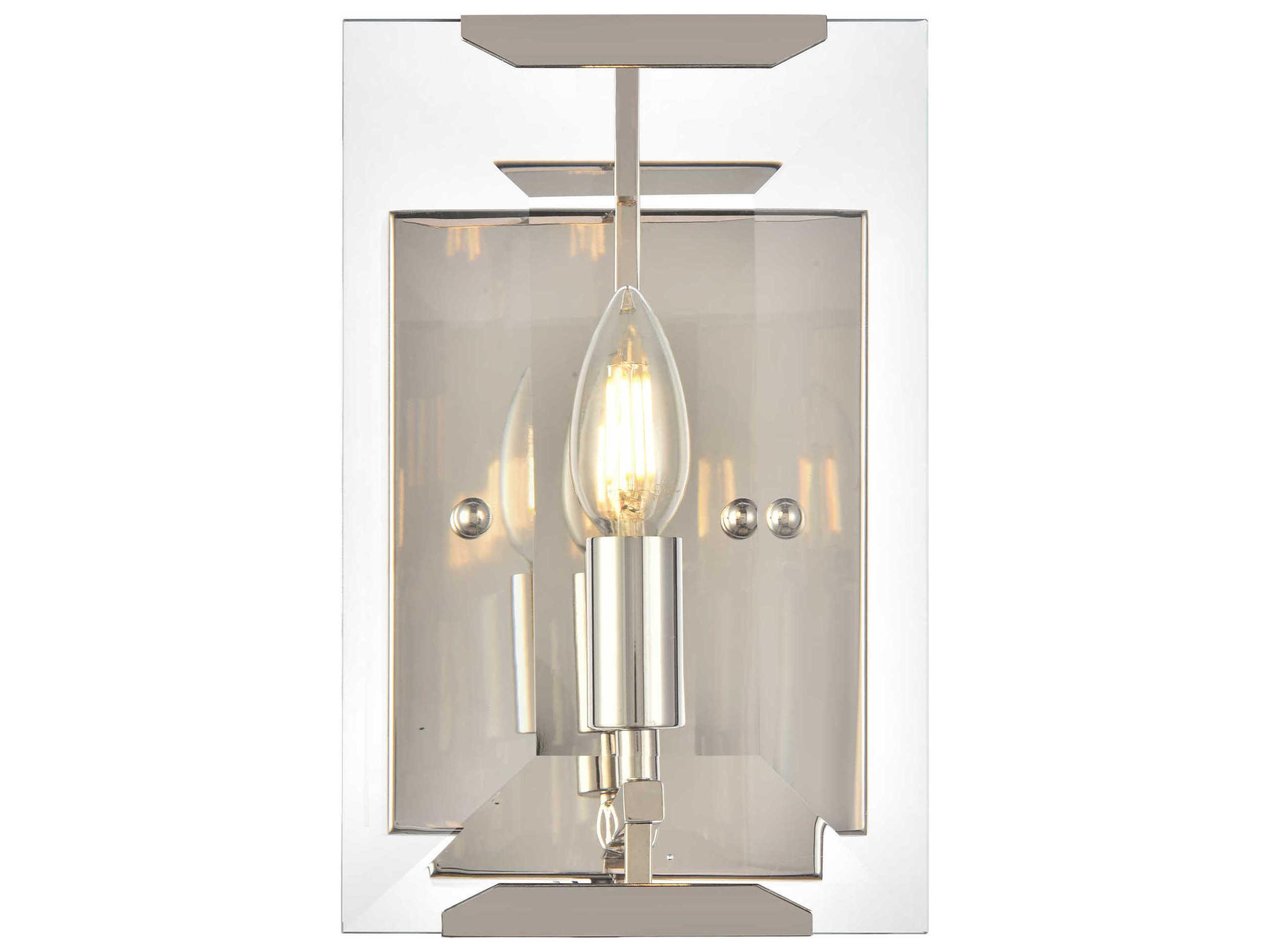Elegant Lighting Monaco 1-Light Polished Nickel Clear Glass Wall Sconce