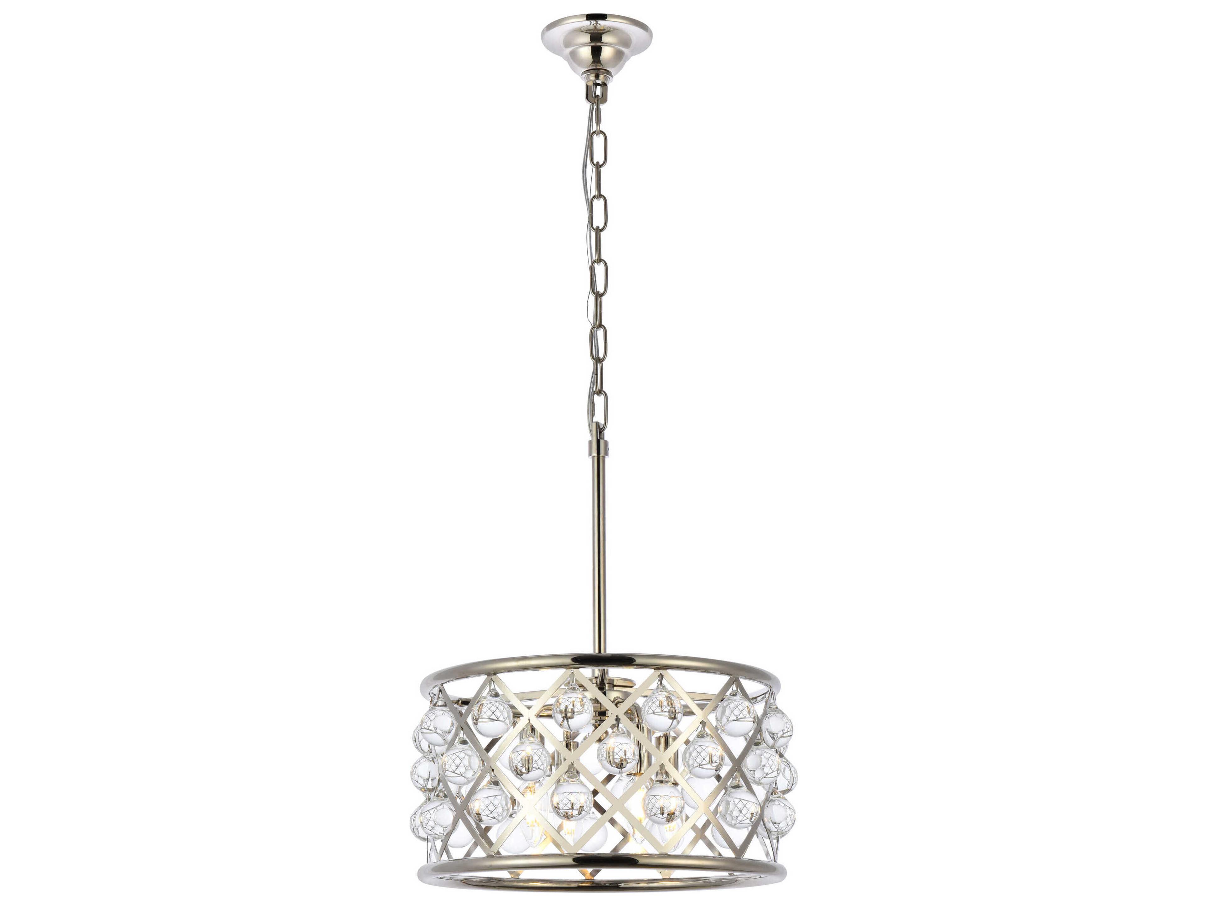 Elegant Lighting Madison 4-Light Polished Nickel Clear Crystal Drum Pendant
