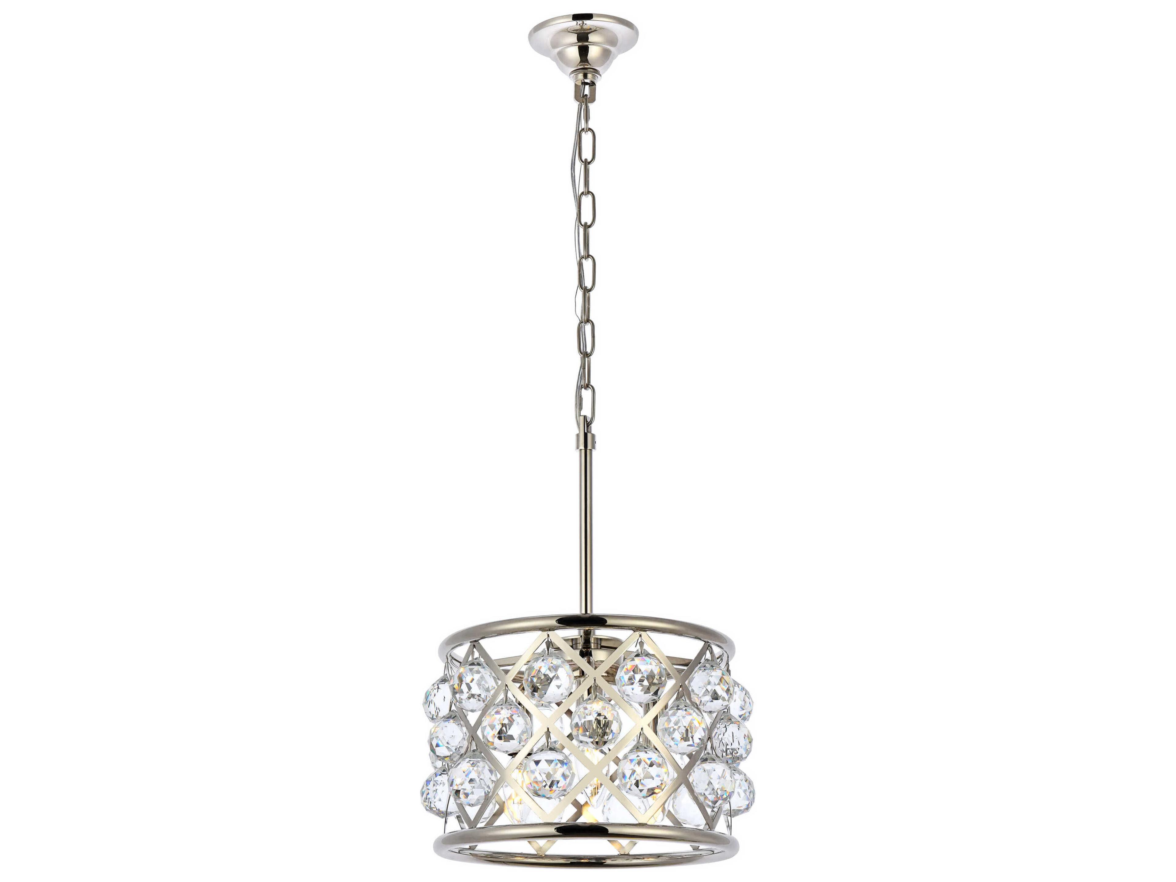 Elegant Lighting Madison 3-Light Polished Nickel Clear Crystal Drum Mini Pendant