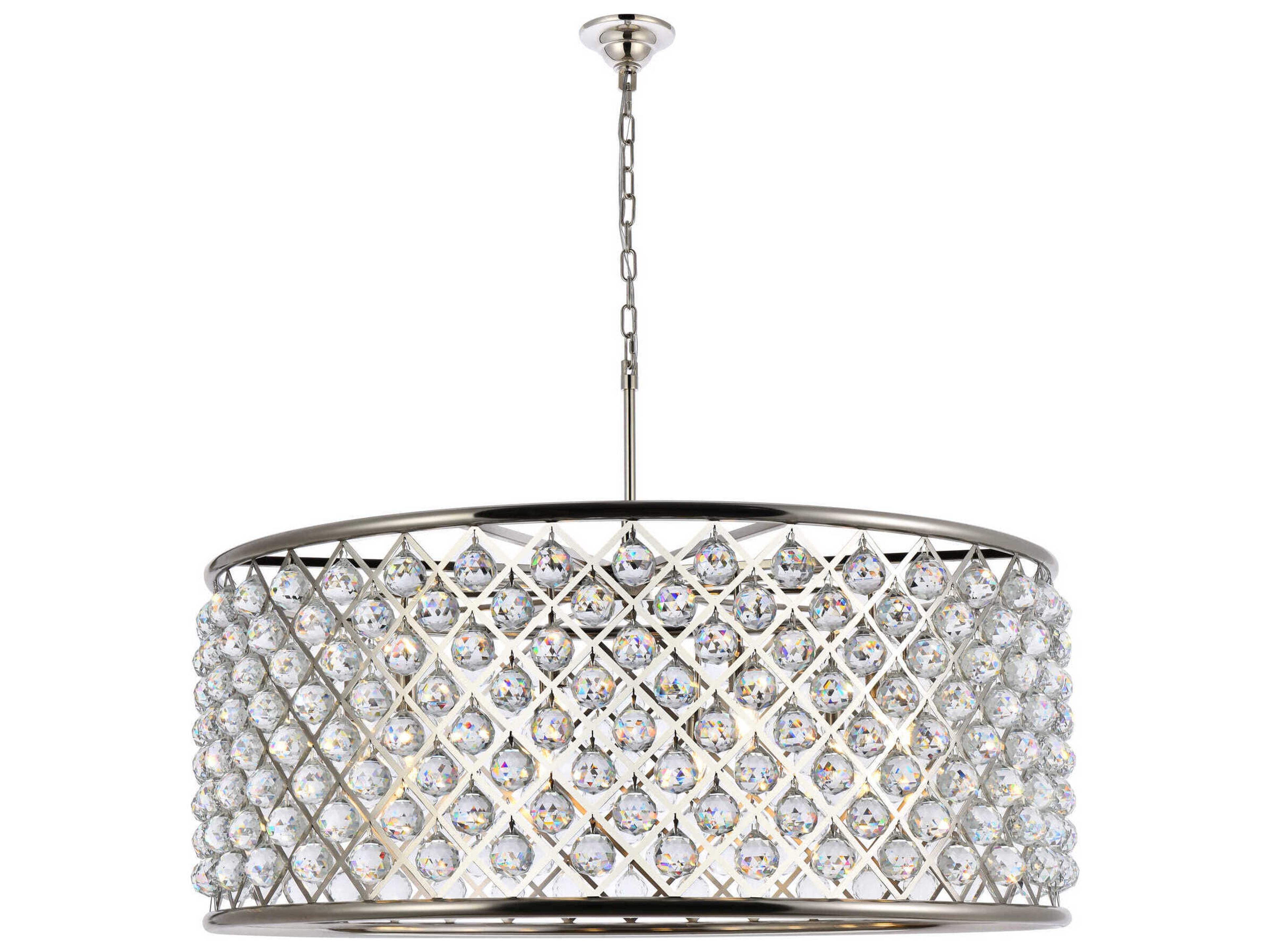 Elegant Lighting Madison 10-Light Polished Nickel Crystal Drum Chandelier