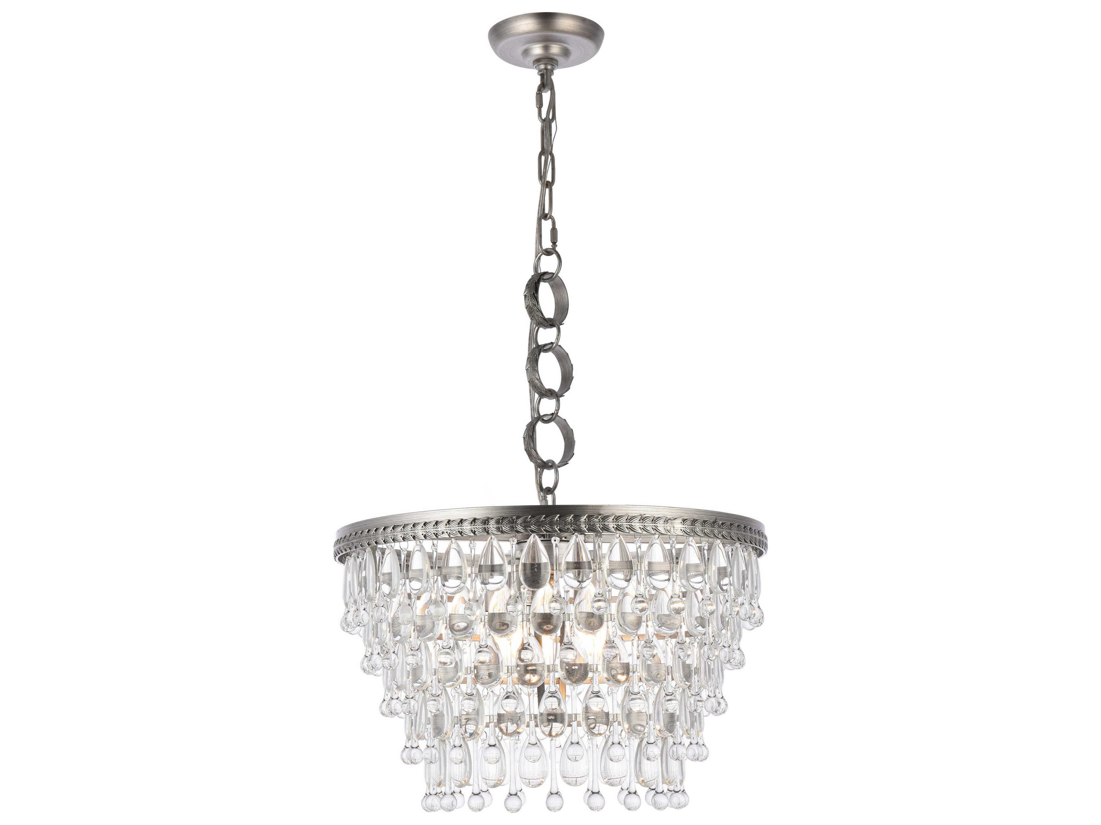 Elegant Lighting Nordic 5-Light Antique Silver Clear Crystal Empire Pendant