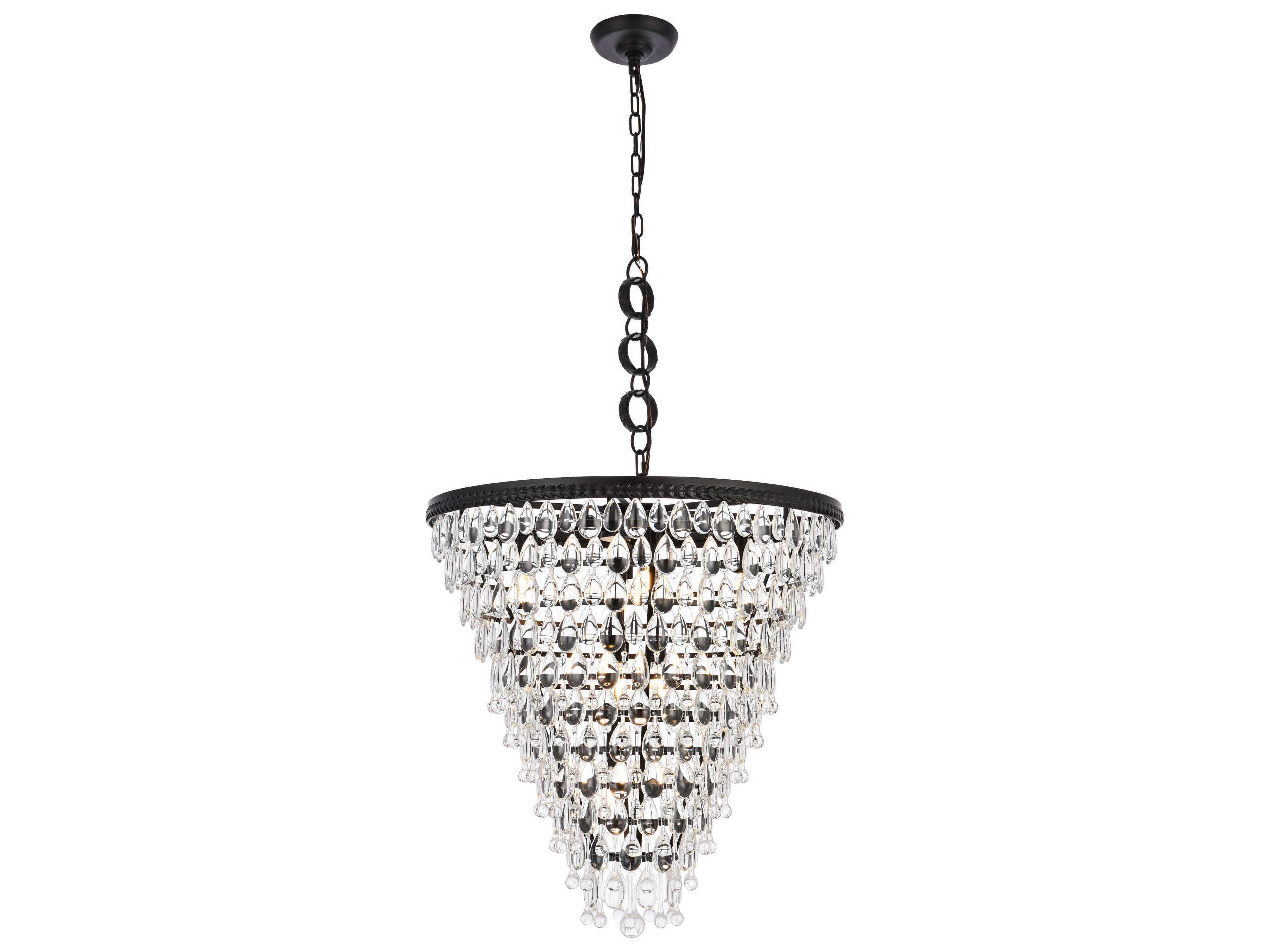 Elegant Lighting Nordic 7-Light Black And Clear Crystal Glass Pendant