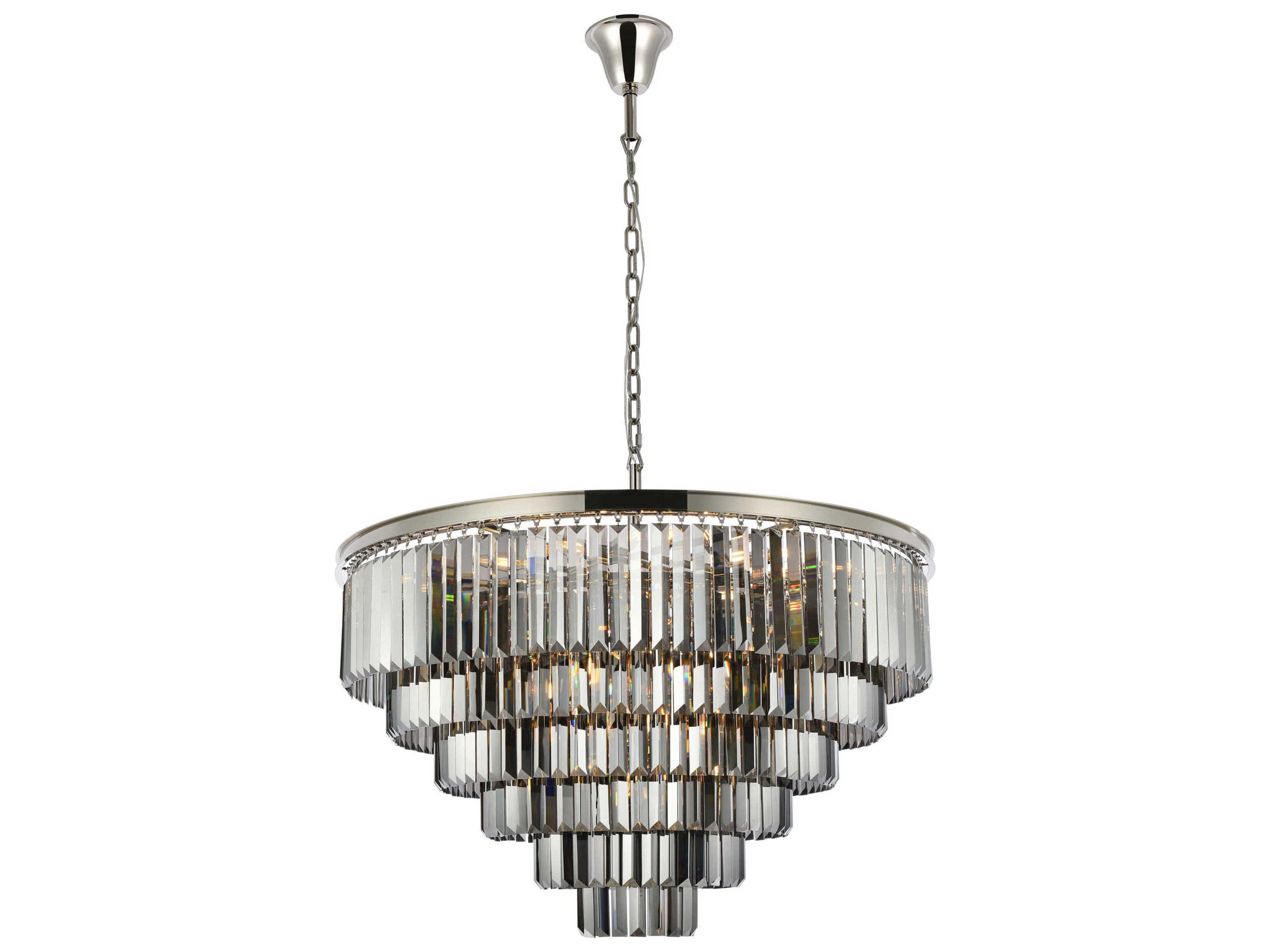 Elegant Lighting Sydney 33-Light Polished Nickel Silver Crystal Tiered Chandelier