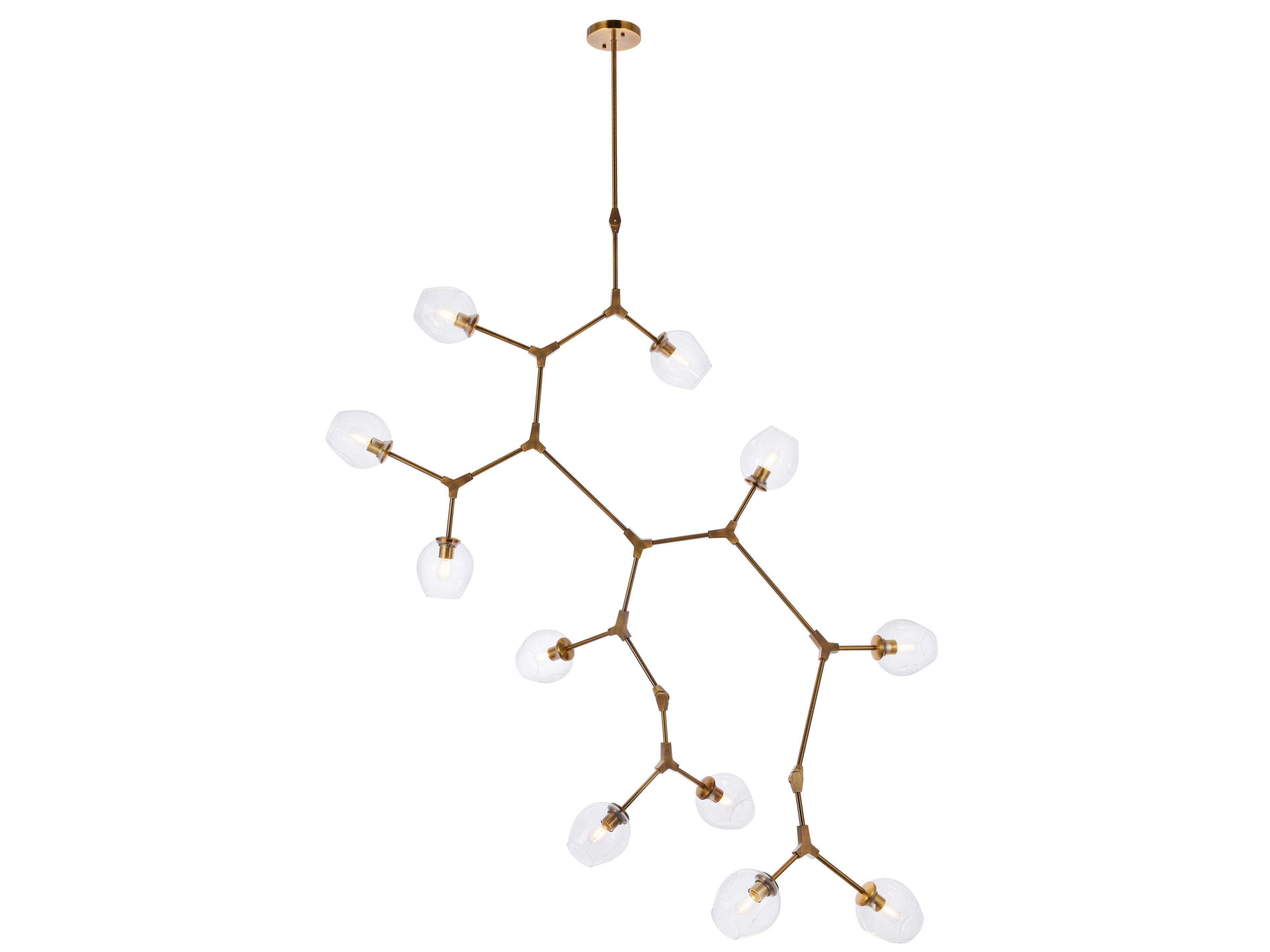 Elegant Lighting Cavoli 11-Light Brass And Clear Glass Island Pendant