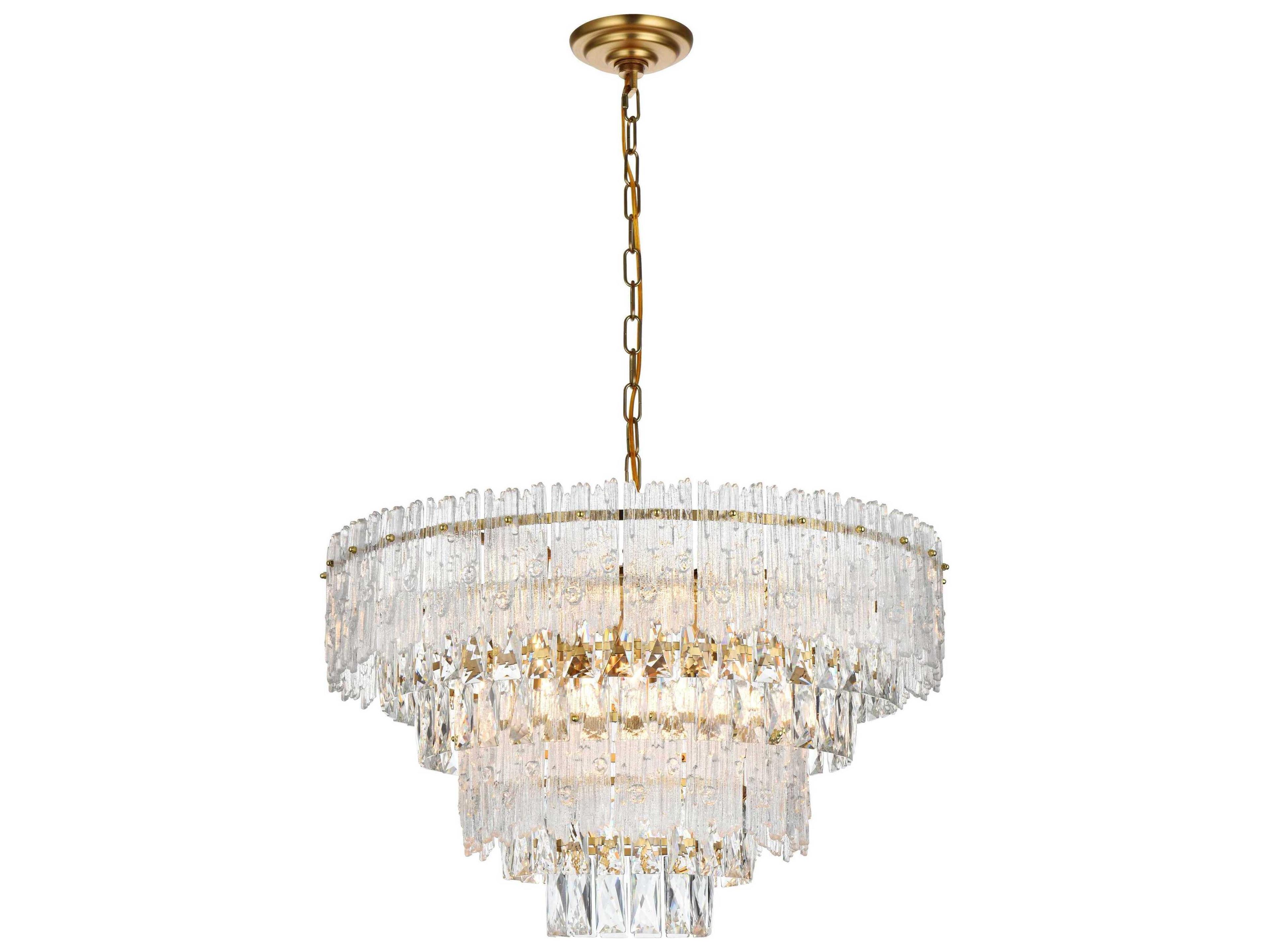 Elegant Lighting Emilia 8-Light Satin Gold Tiered Chandelier