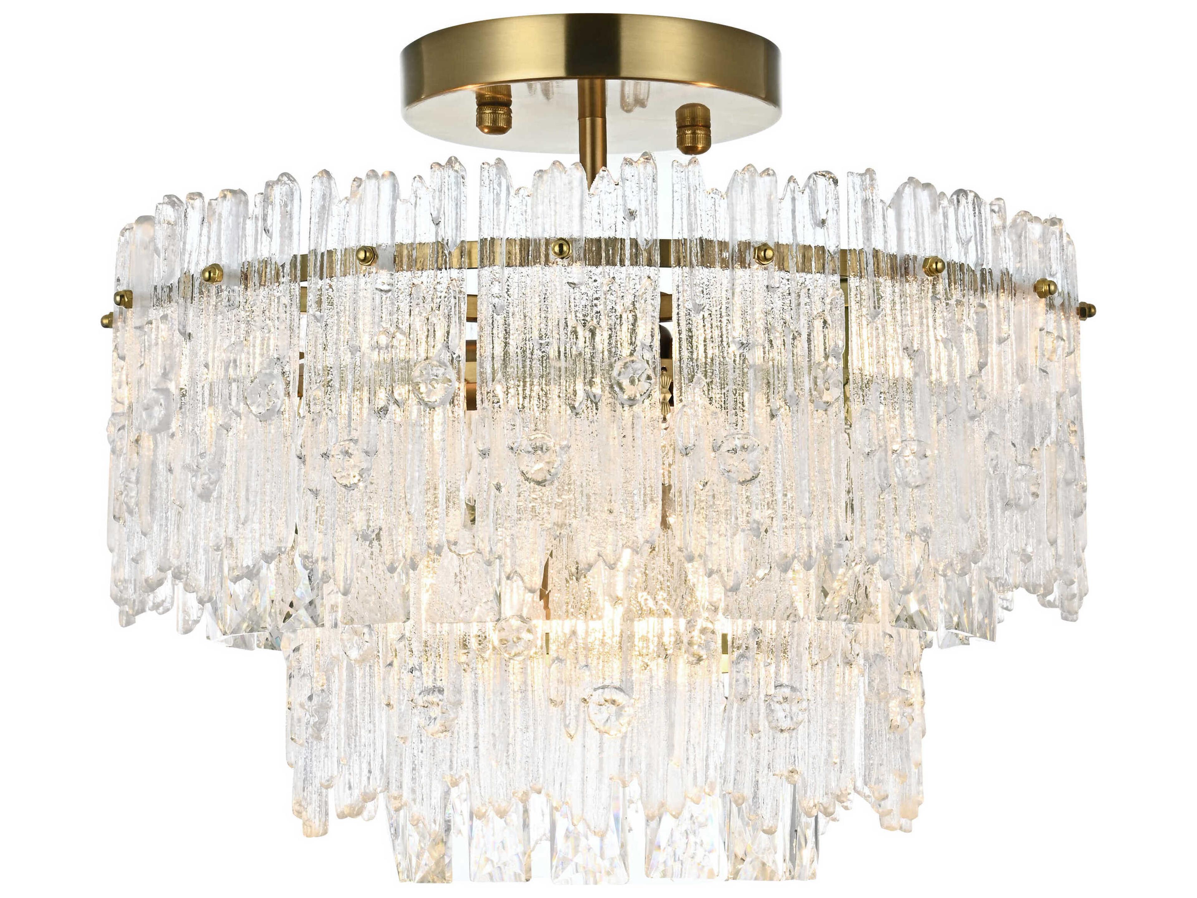 Elegant Lighting Emilia 4-Light Satin Gold Tiered Semi Flush Mount