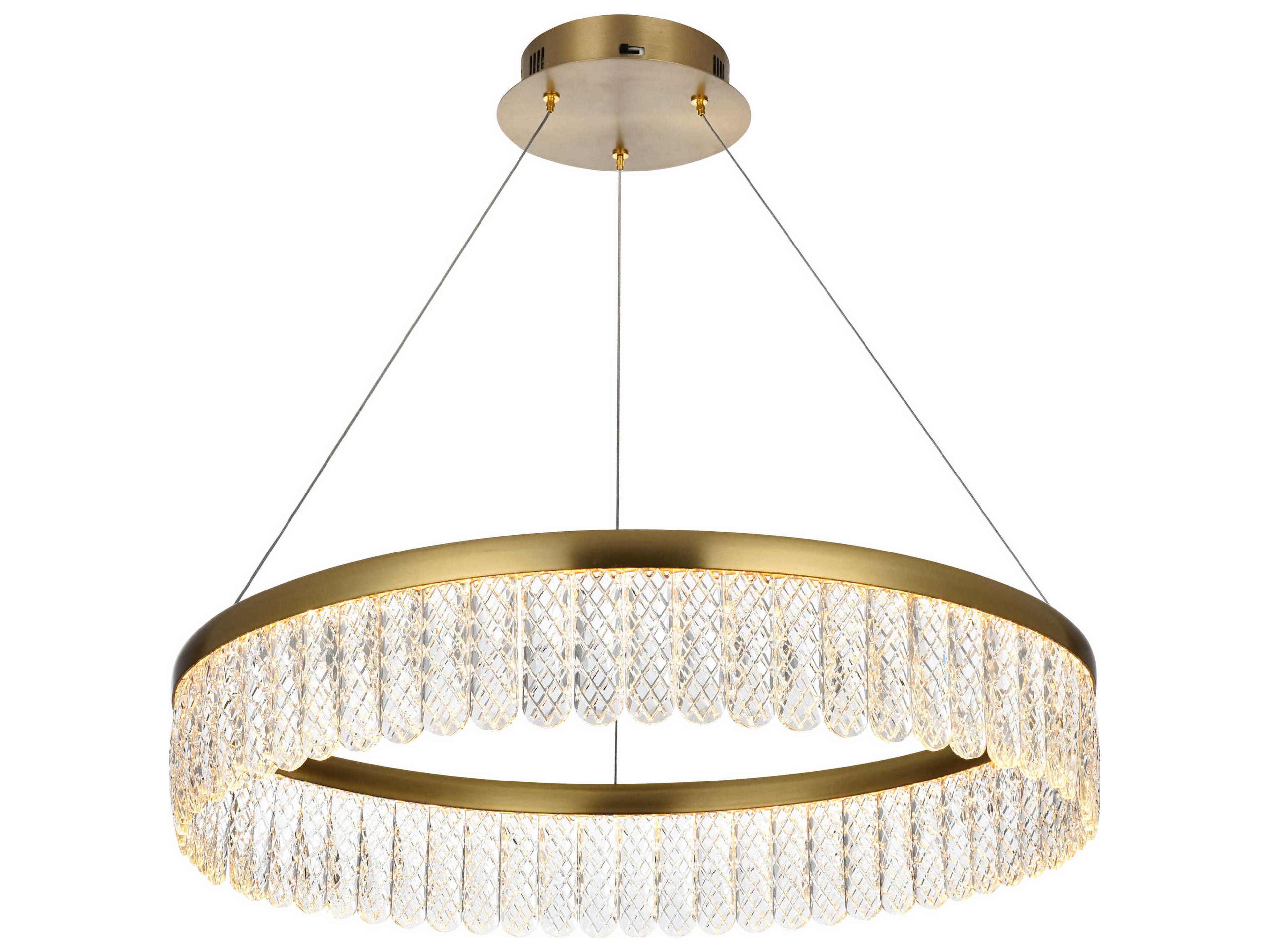 Elegant Lighting Rune 1-Light Satin Gold Round Pendant