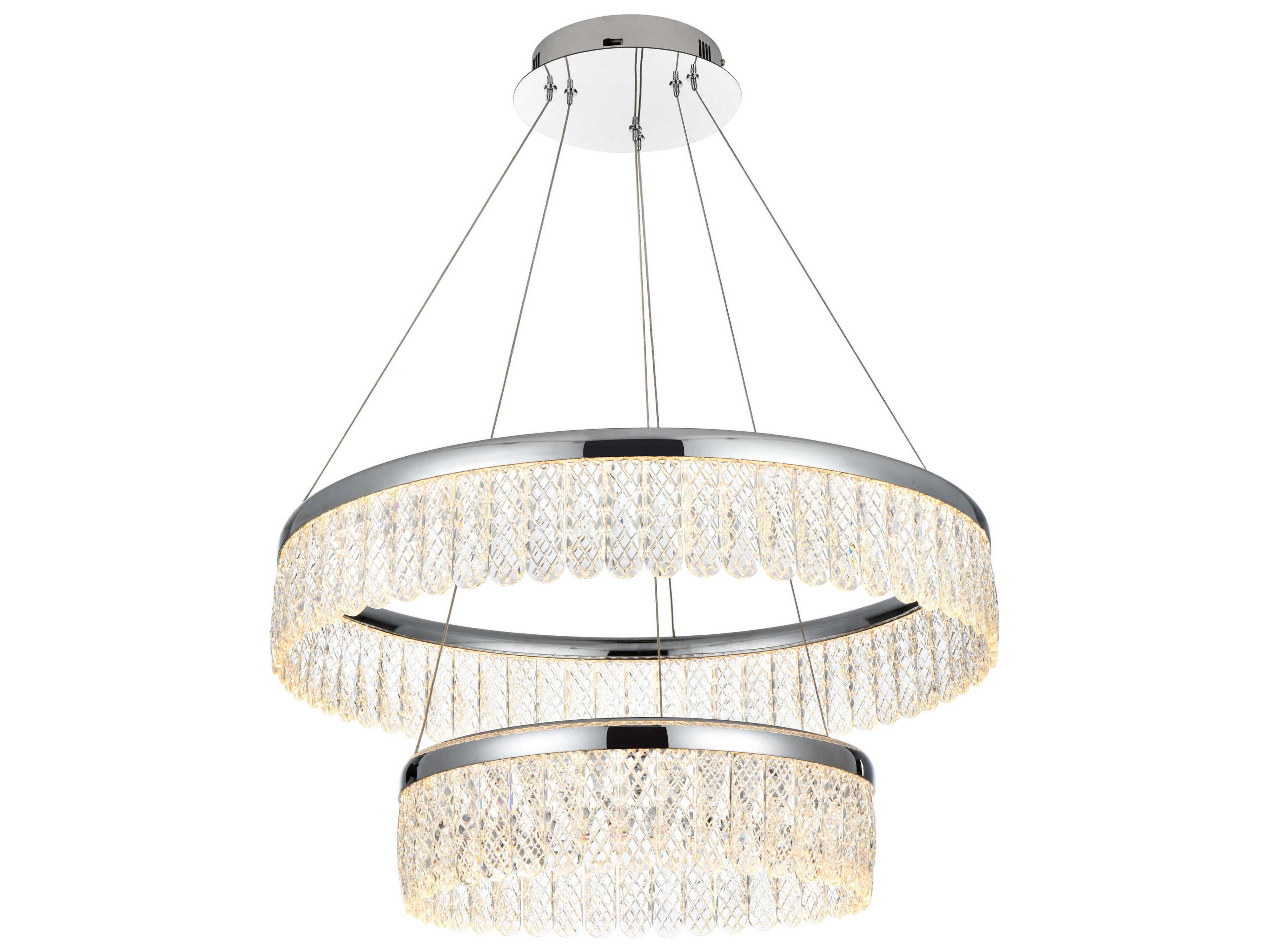 Elegant Lighting Rune 2-Light Chrome Tiered Pendant