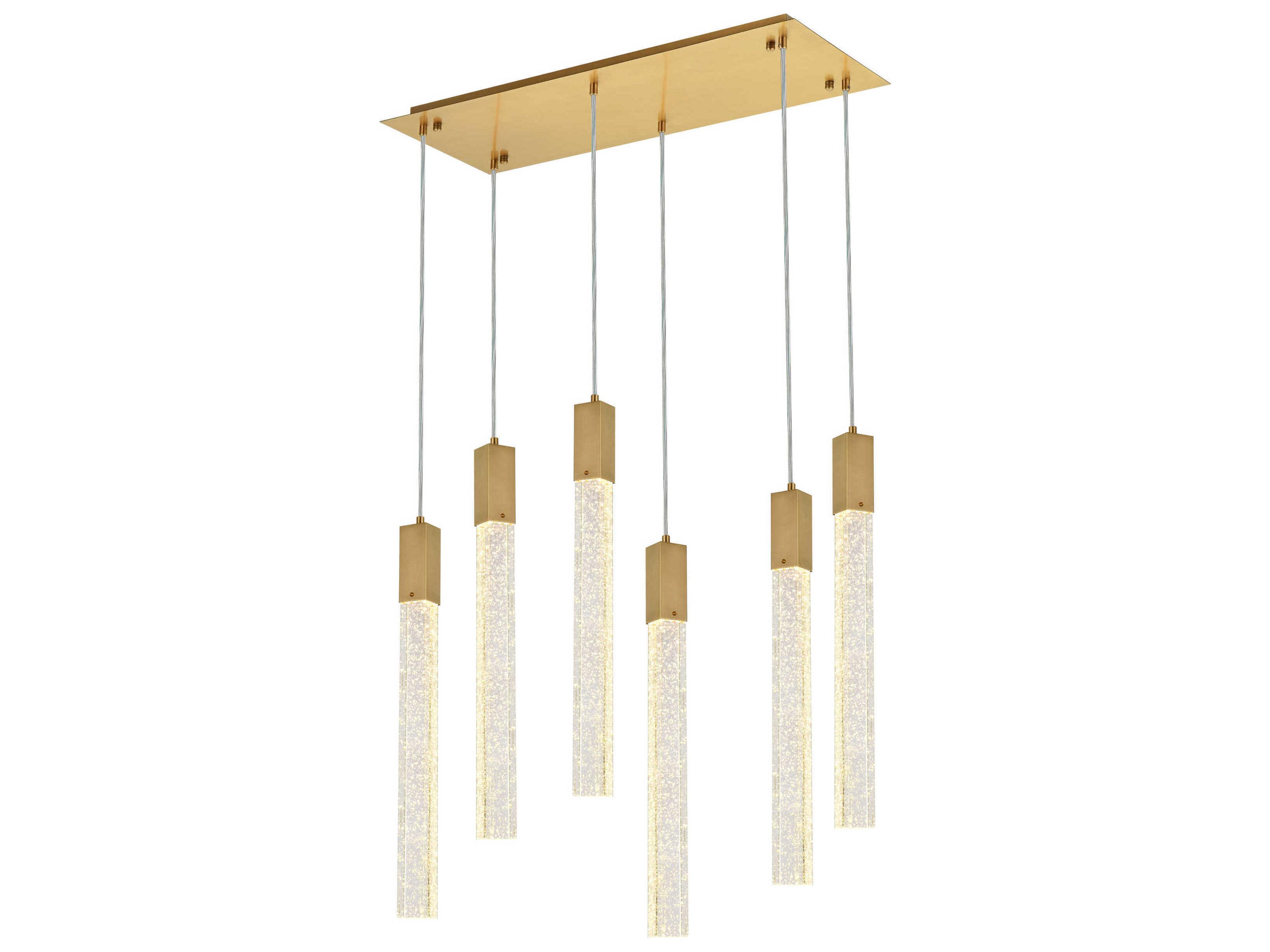 Elegant Lighting Weston 6-Light Satin Gold Crystal LED Cylinder Island Pendant