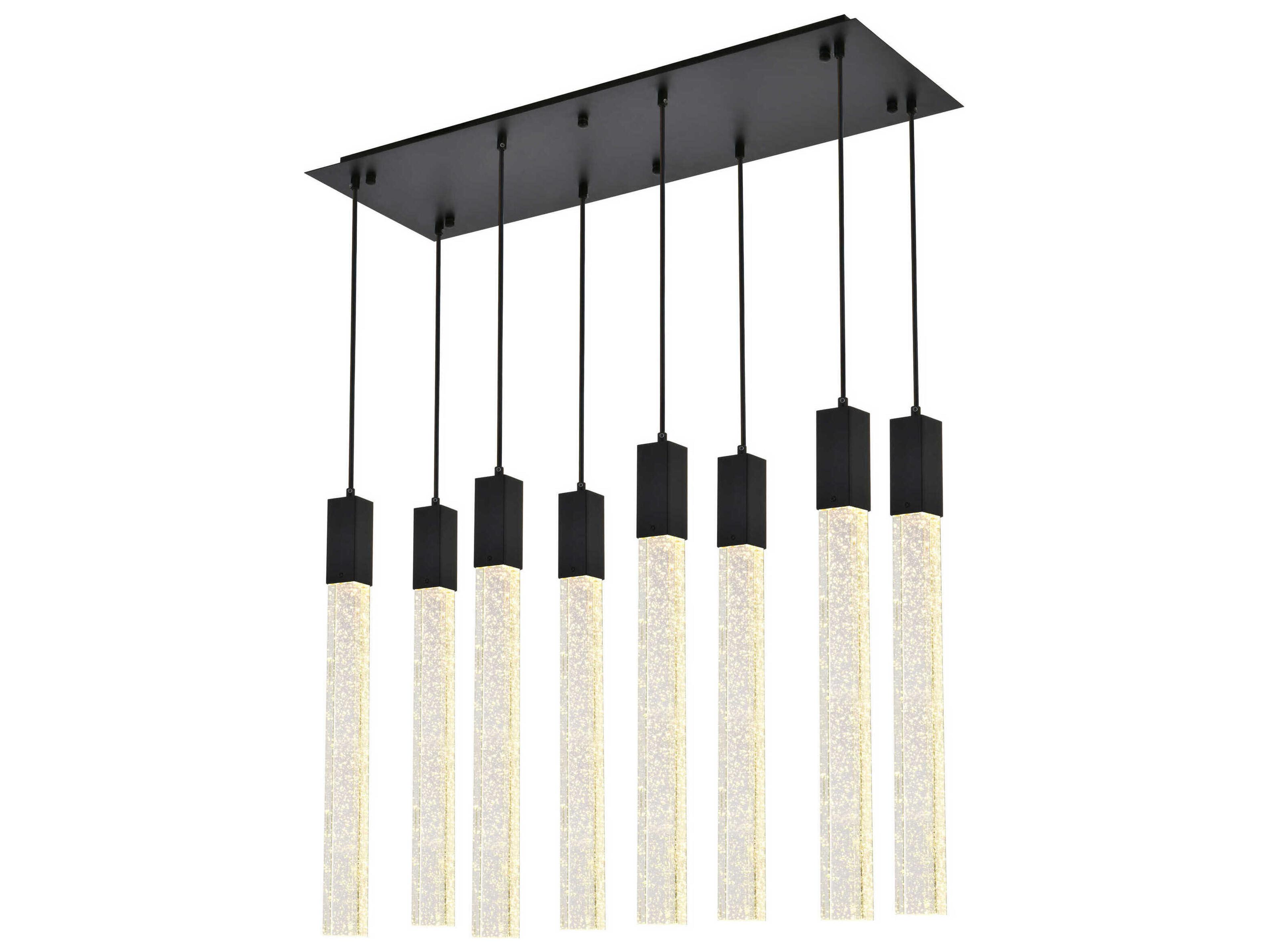 Elegant Lighting Weston 8-Light Black Crystal LED Cylinder Island Pendant
