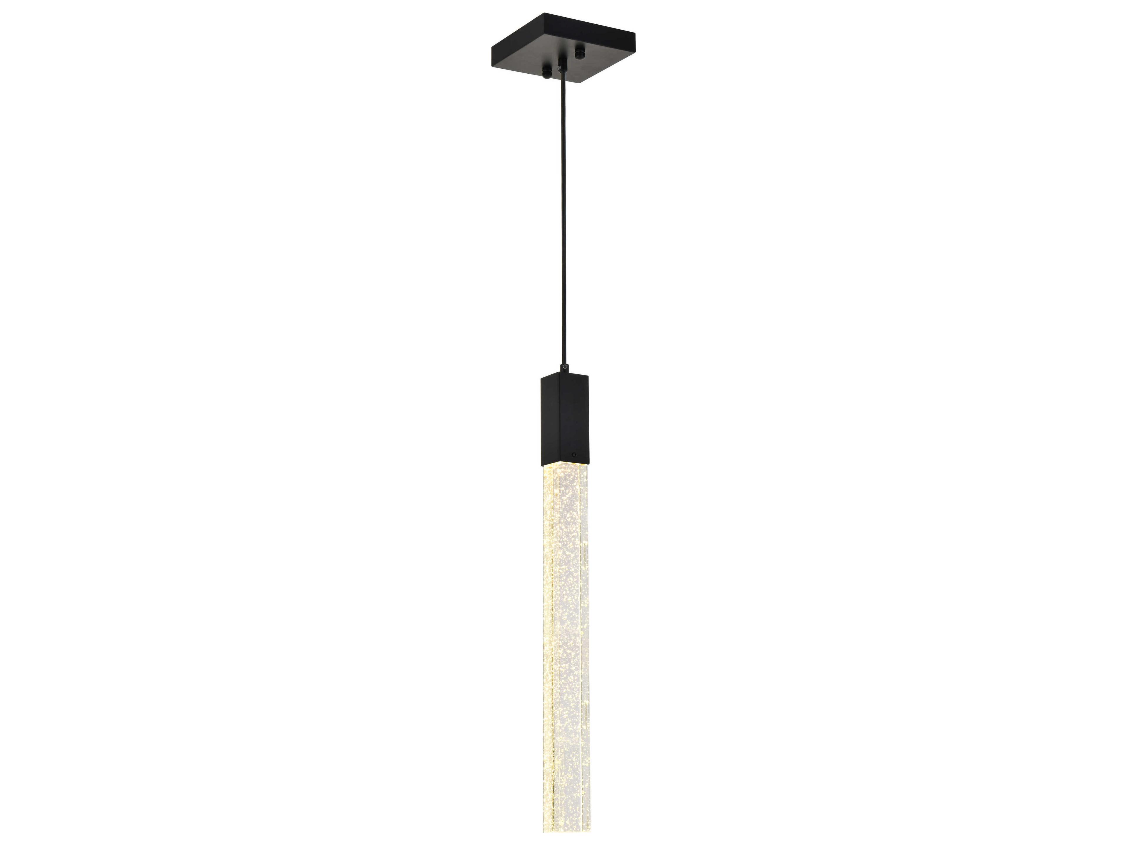 Elegant Lighting Weston 1-Light Black Crystal LED Cylinder Mini Pendant