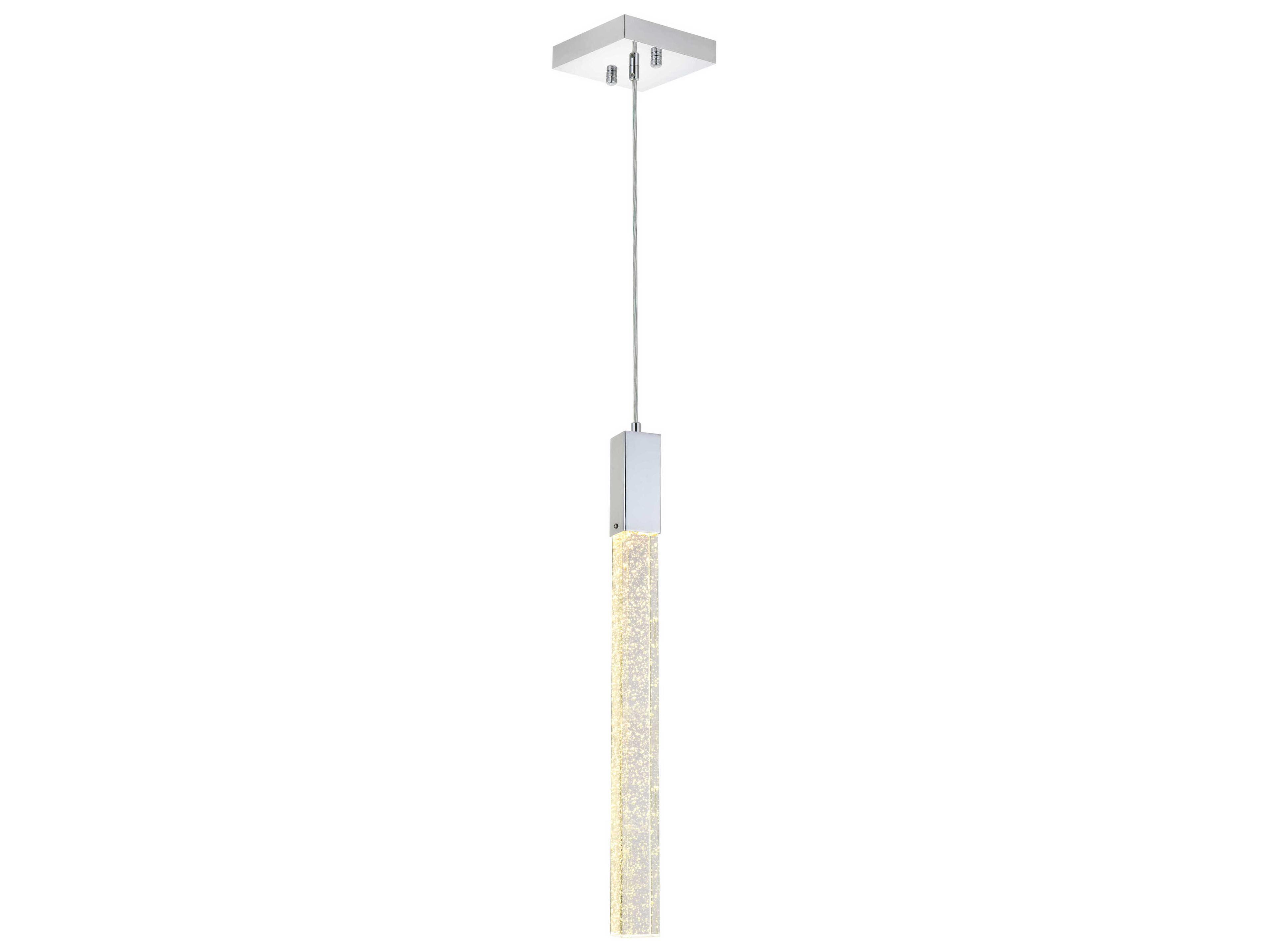 Elegant Lighting Weston 1-Light Chrome Crystal LED Cylinder Mini Pendant