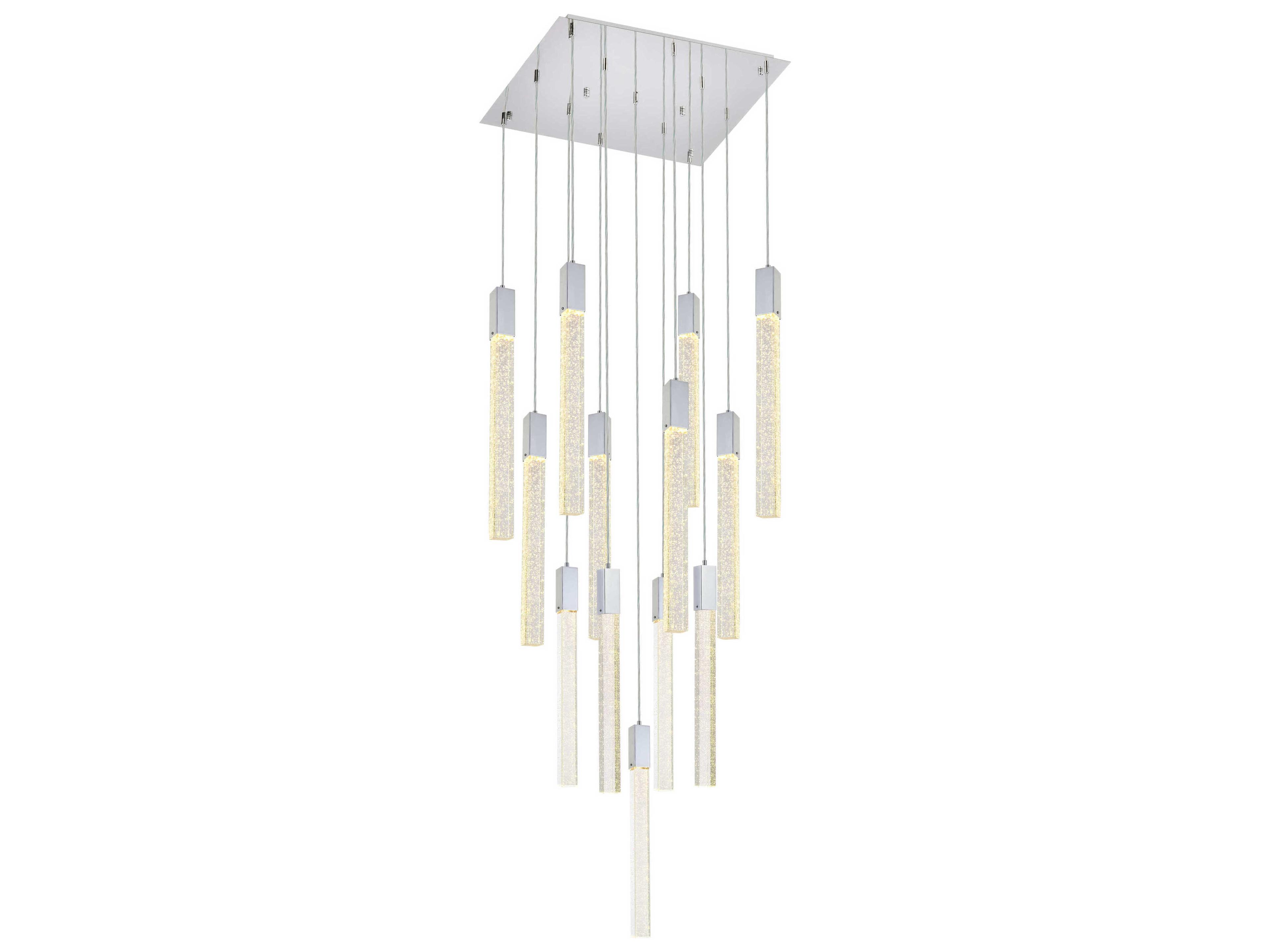 Elegant Lighting Weston 13-Light Chrome Crystal LED Cylinder Pendant