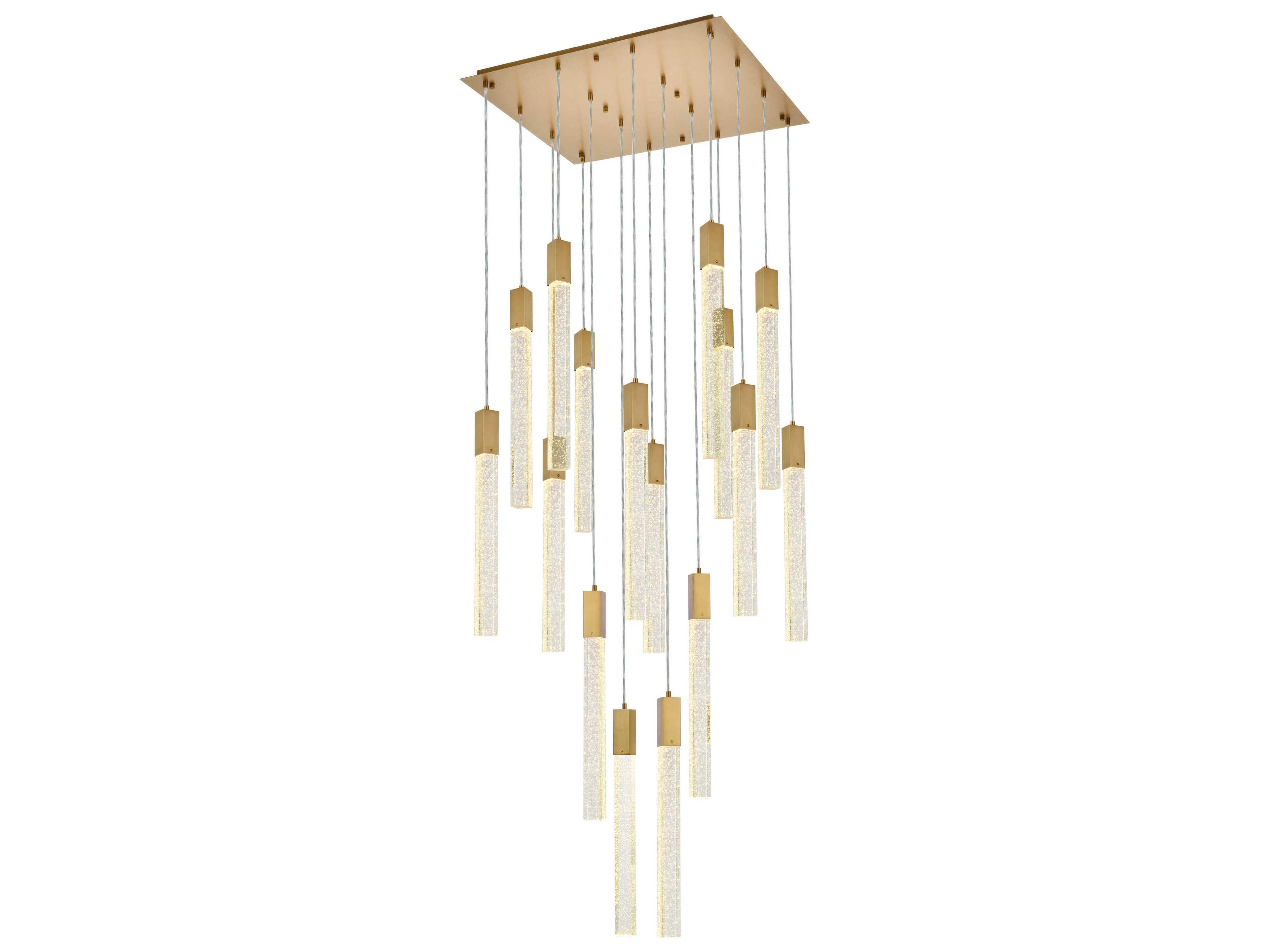 Elegant Lighting Weston 16-Light6-Light Satin Gold Crystal LED Cylinder Pendant
