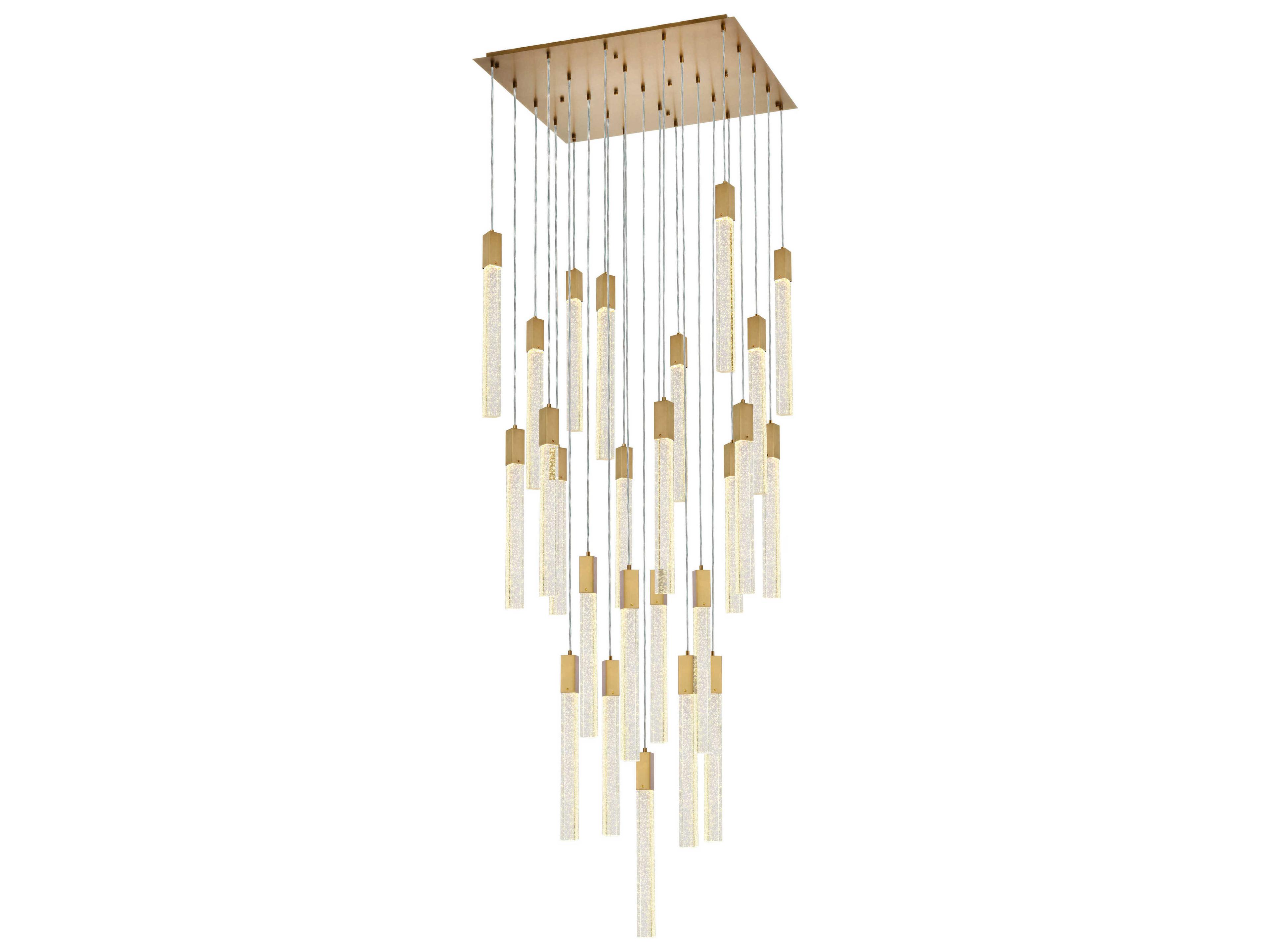 Elegant Lighting Weston 25-Light Satin Gold Crystal LED Cylinder Pendant